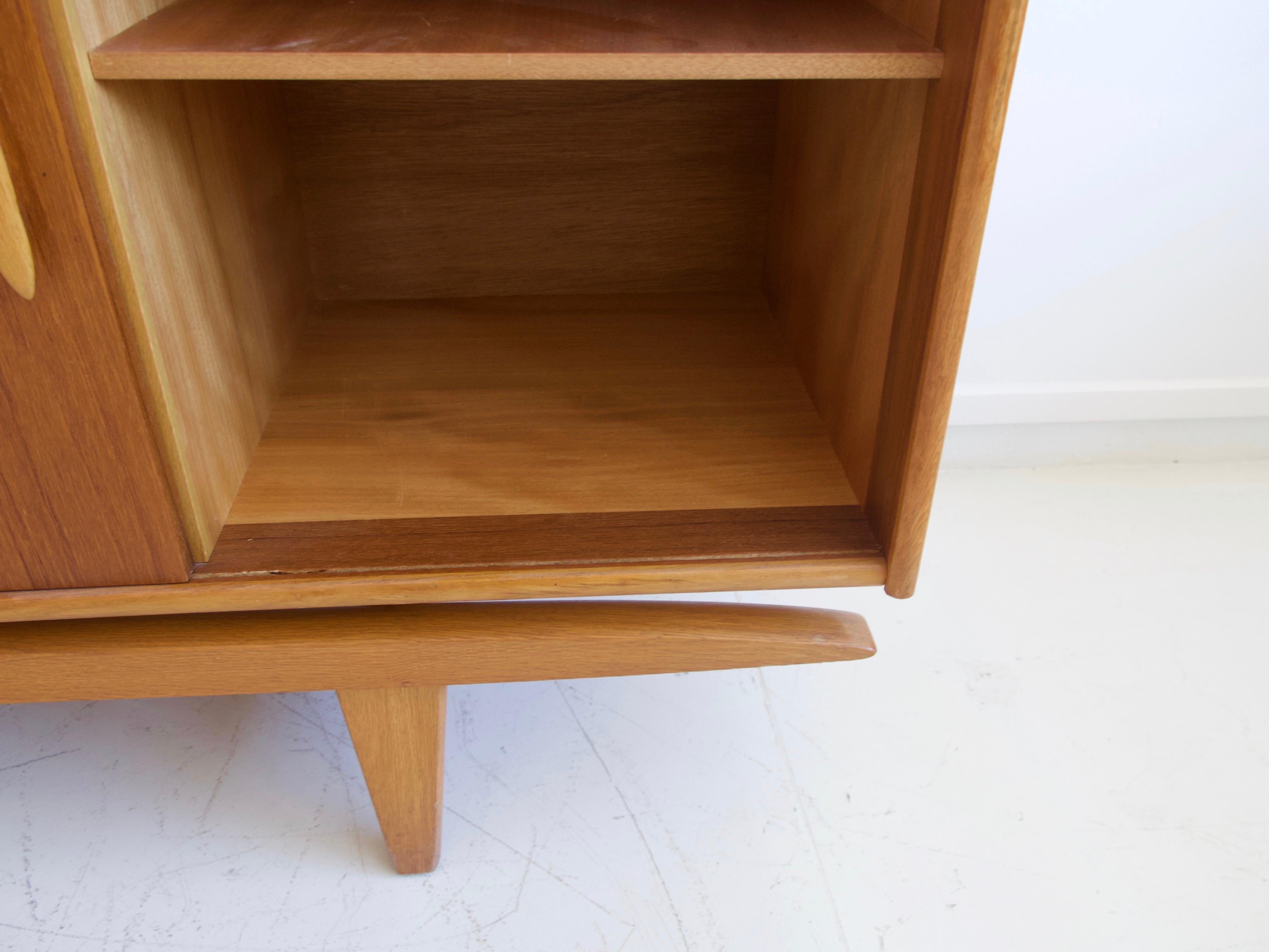 Midcentury Teak Sideboard with Sliding Doors and Drawers 5