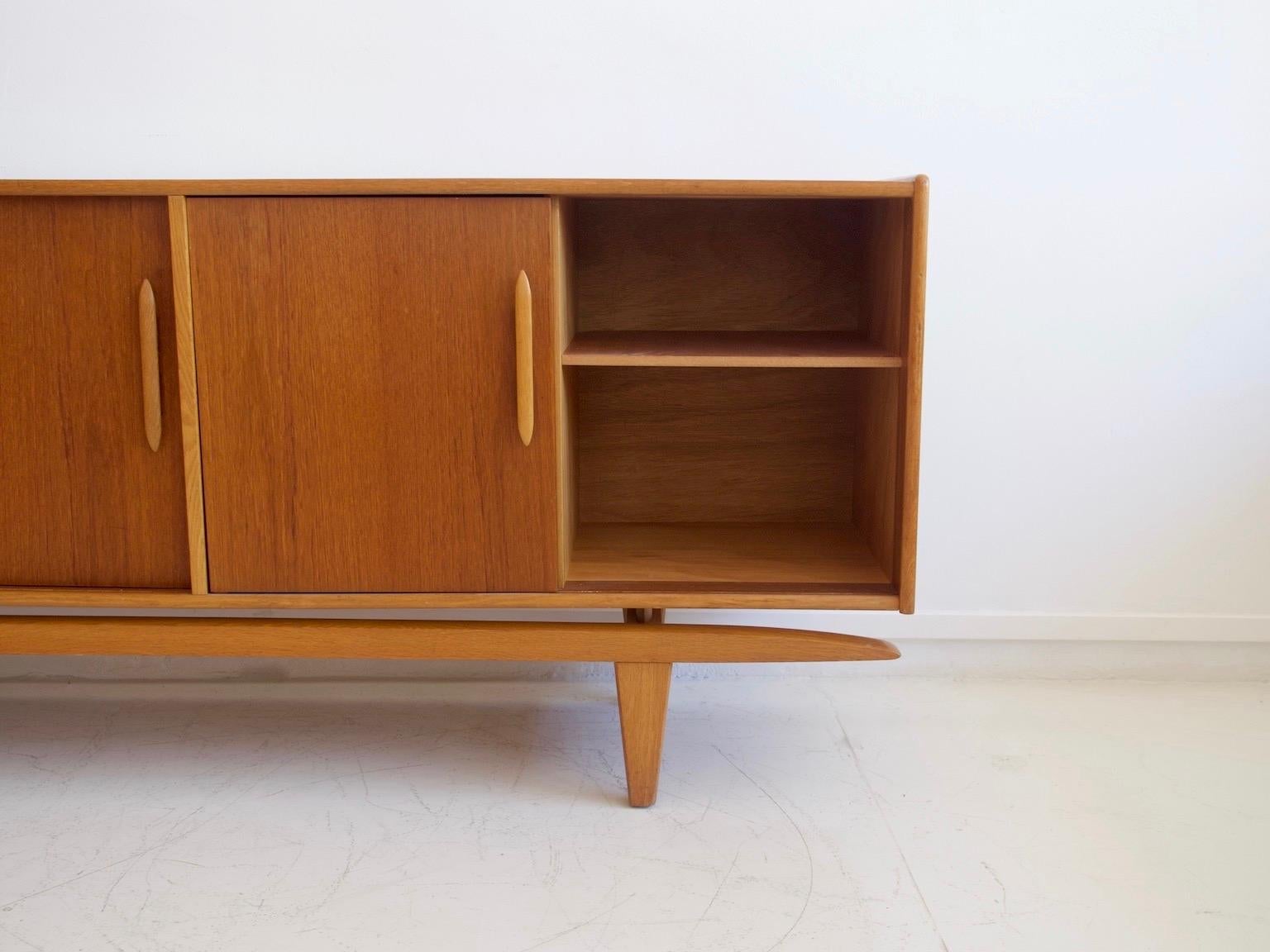 Midcentury Teak Sideboard with Sliding Doors and Drawers In Good Condition In Madrid, ES