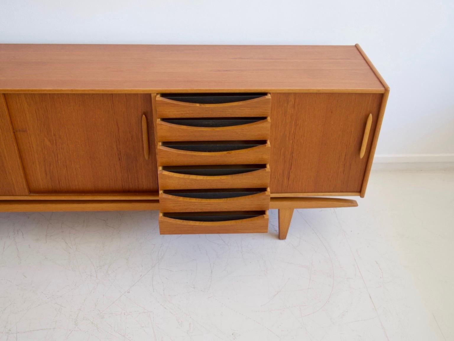 20th Century Midcentury Teak Sideboard with Sliding Doors and Drawers