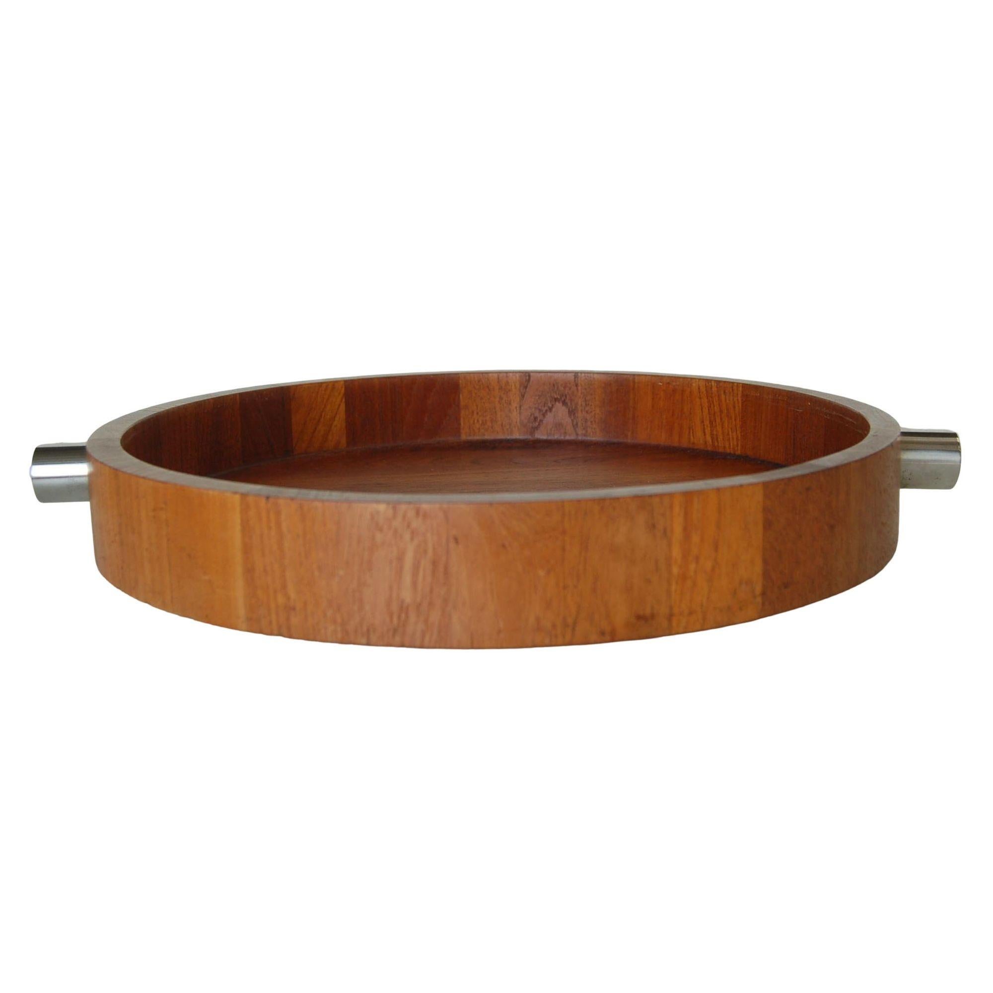 Mid Century Teak And Stainless Steel Accented Salad Serving Bowl By Cobblewood Lundtofte Denmark. 

Marked #6070 

Measures 2.5