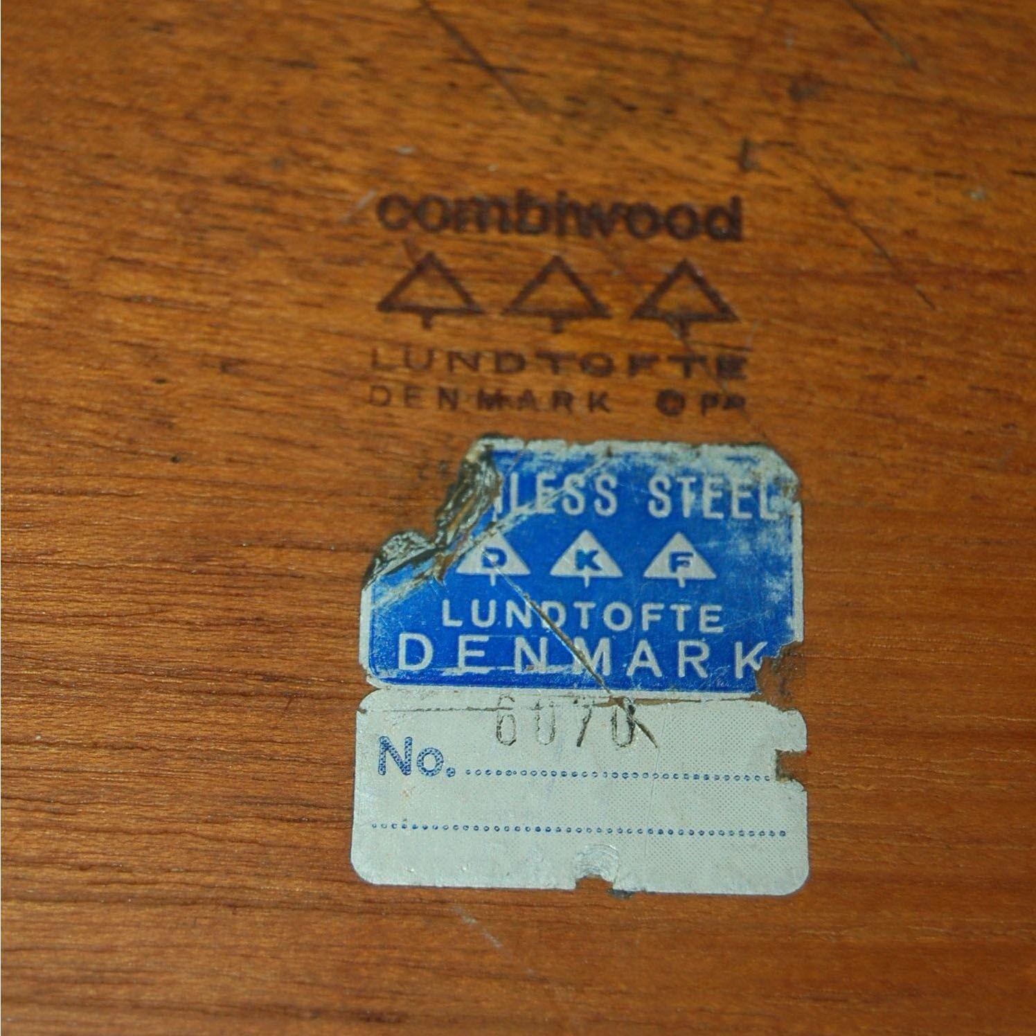 Teck du milieu du siècle  Saladier de service en acier inoxydable Cobblewood Lundtofte Denmark en vente 1