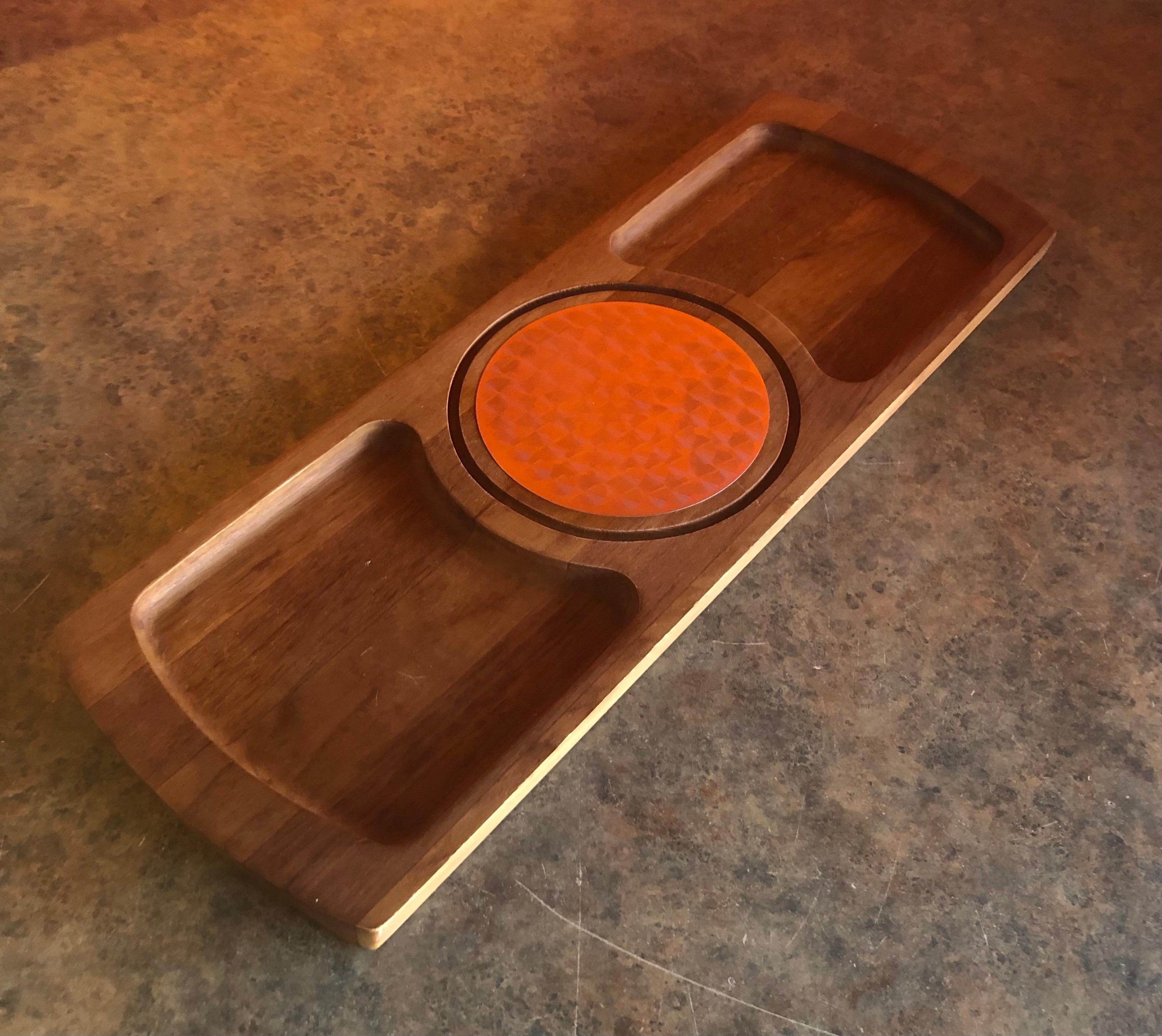 20th Century Midcentury Teak Tray / Cheese Board with Dome by Luthje Wood of Denmark For Sale