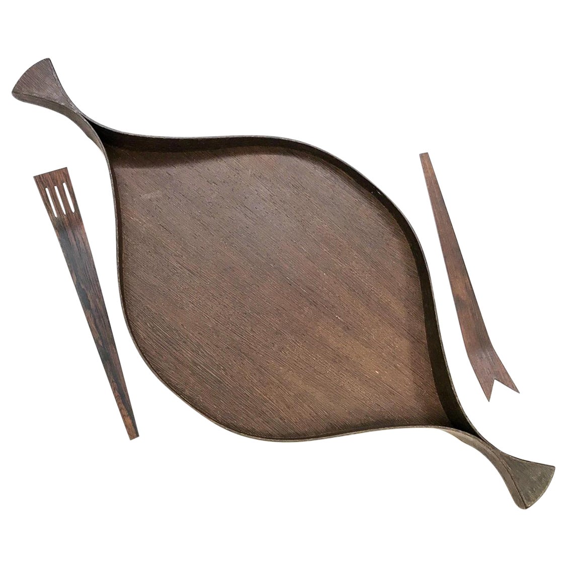Plateau et service à salade en teck du milieu du siècle, style Arthur Umanoff