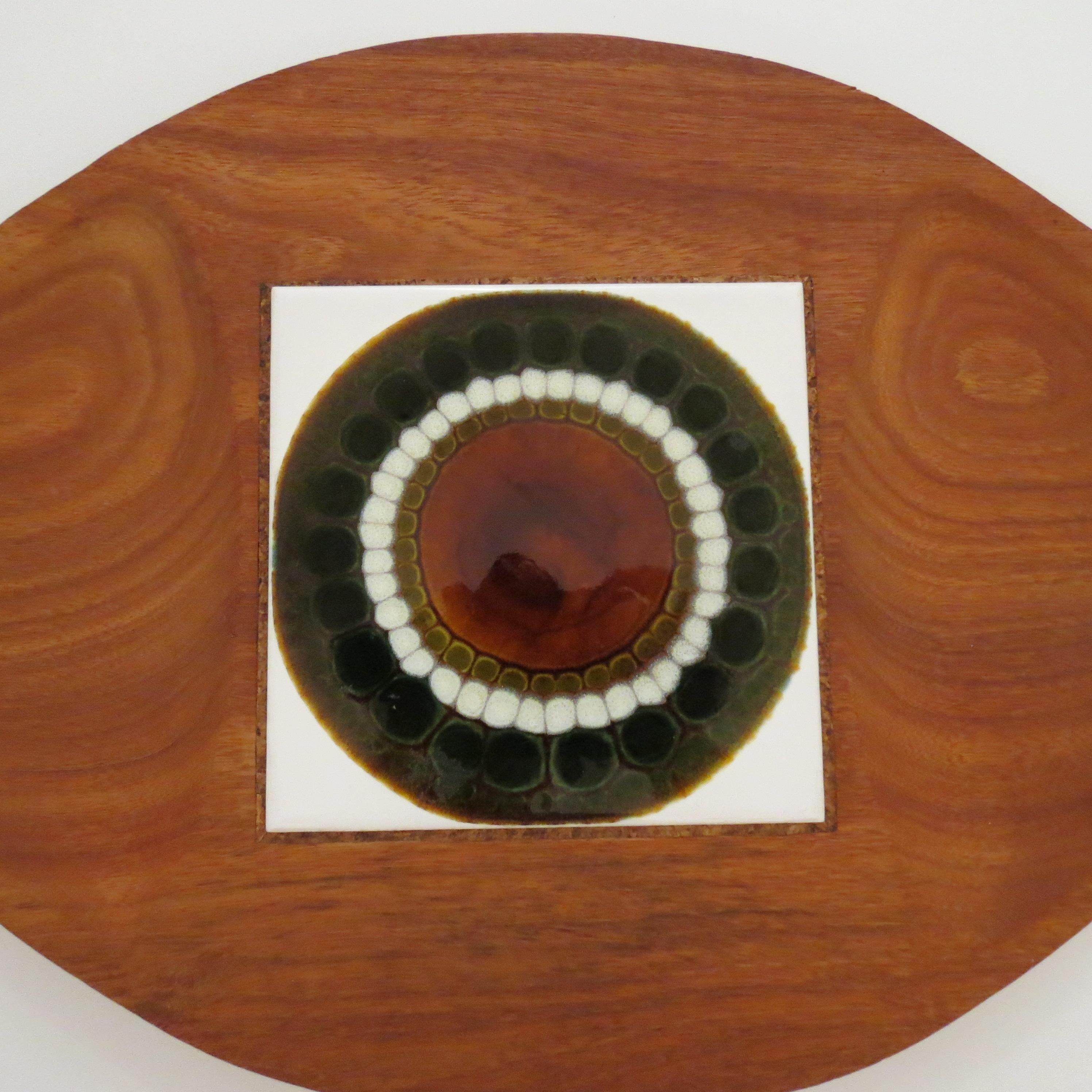 Mid-Century Modern Midcentury Teak Tray With Tile Insert By Allan Wallwork 1970 For Sale