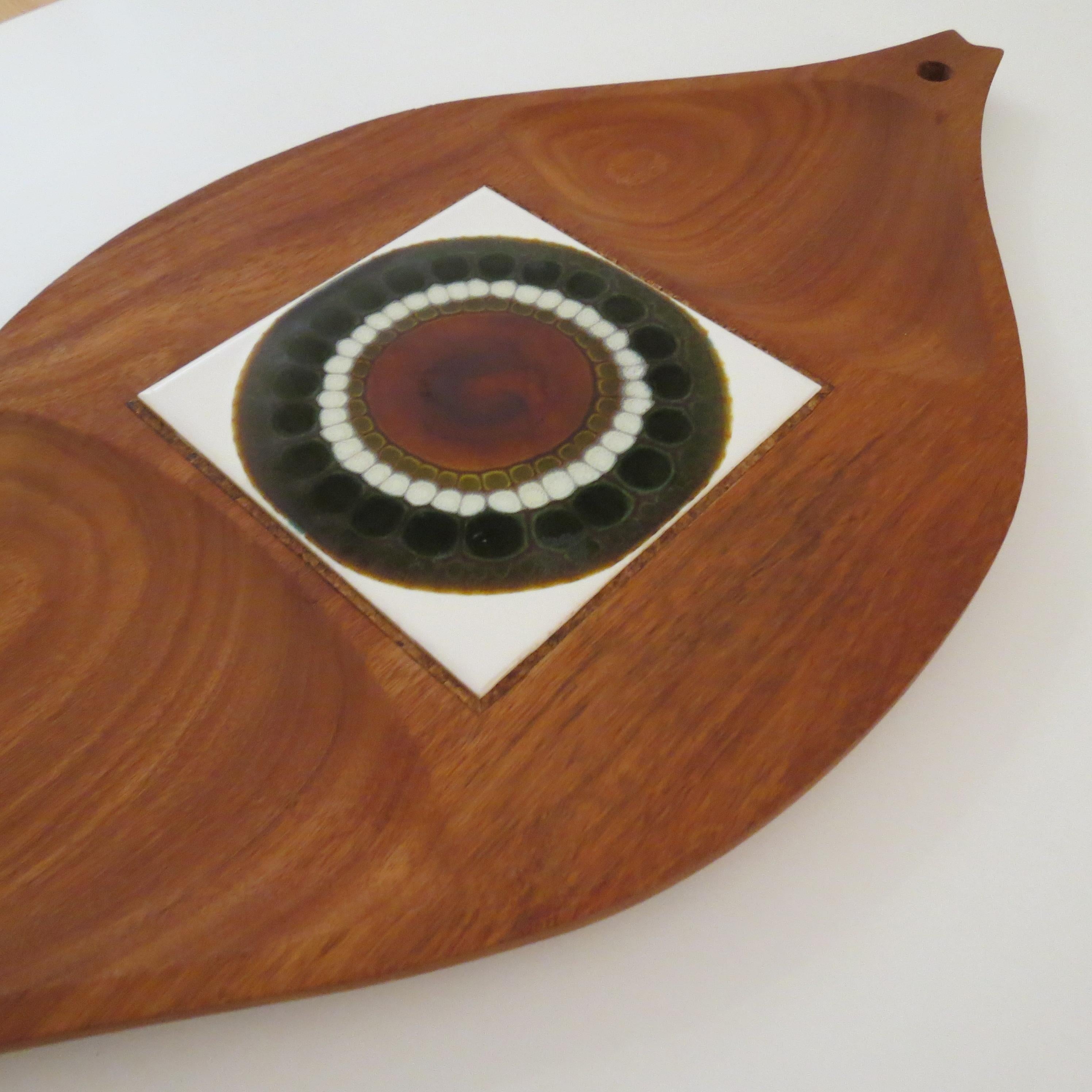 English Midcentury Teak Tray With Tile Insert By Allan Wallwork 1970 For Sale