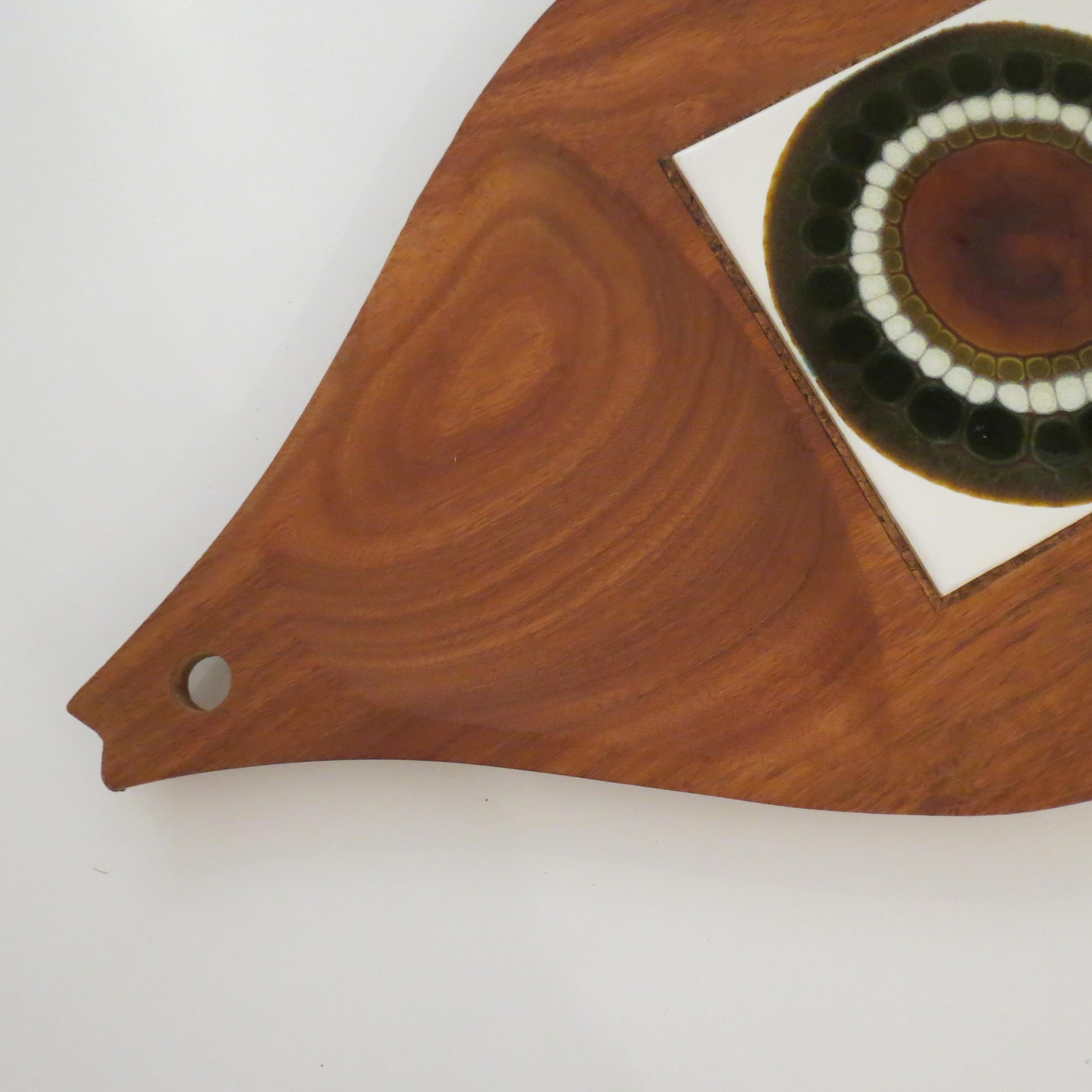 Machine-Made Midcentury Teak Tray With Tile Insert By Allan Wallwork 1970