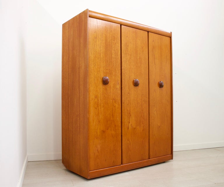 Midcentury Teak Triple Door Wardrobe by Elliots of Newbury, 1960s at