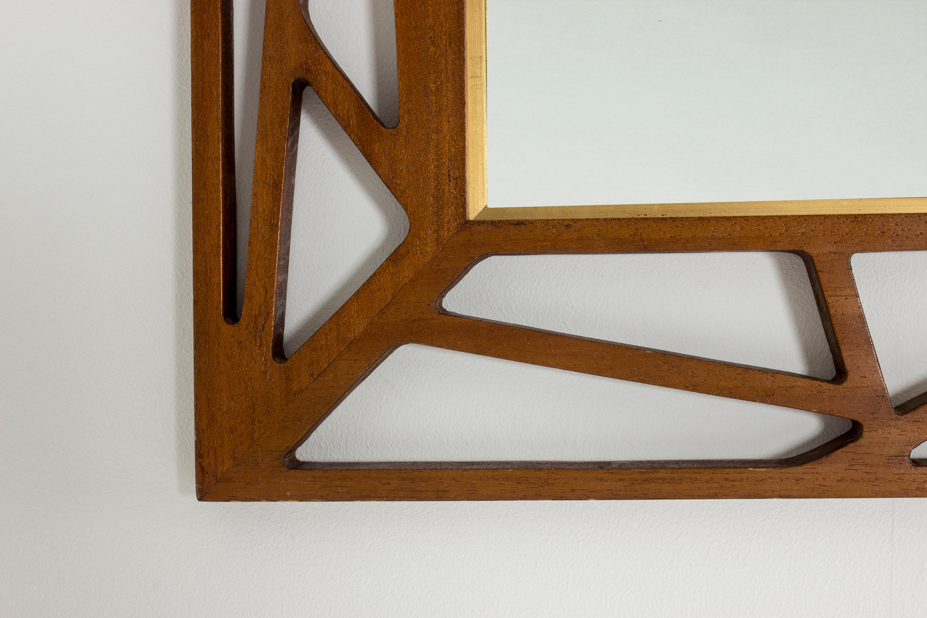 Midcentury Teak Wall Mirror from Eden Spegel In Good Condition For Sale In Stockholm, SE