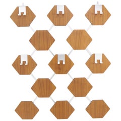 Midcentury Teak Wall Rack Coat, Denmark, 1970s