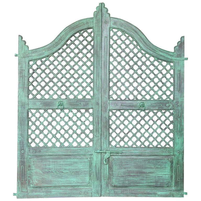Midcentury Teak Wood Lattice Style Painted Tea Garden Gate at 1stDibs