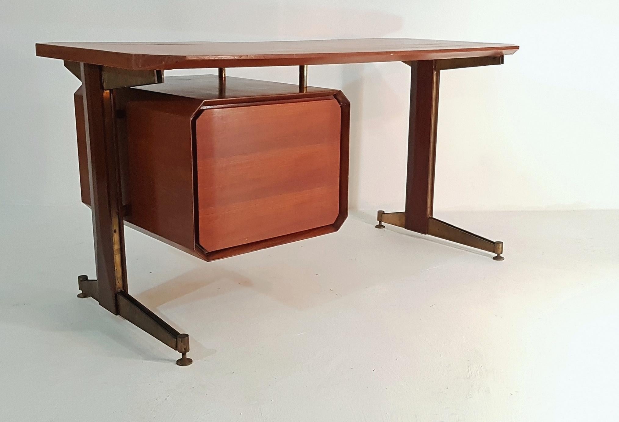 Mid-Century Modern Midcentury Teak Writing Desk Made in Italy