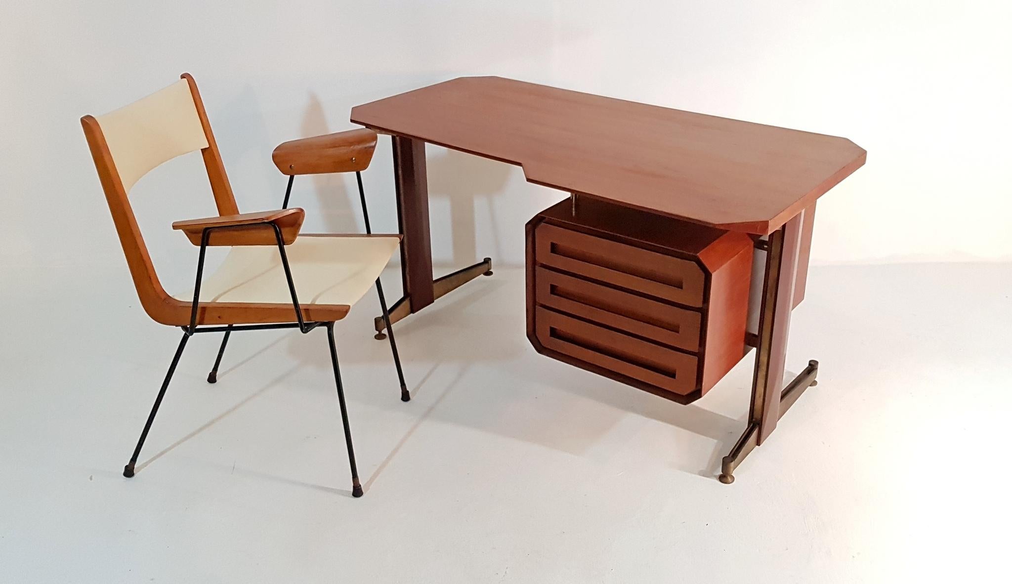 Midcentury Teak Writing Desk Made in Italy 1