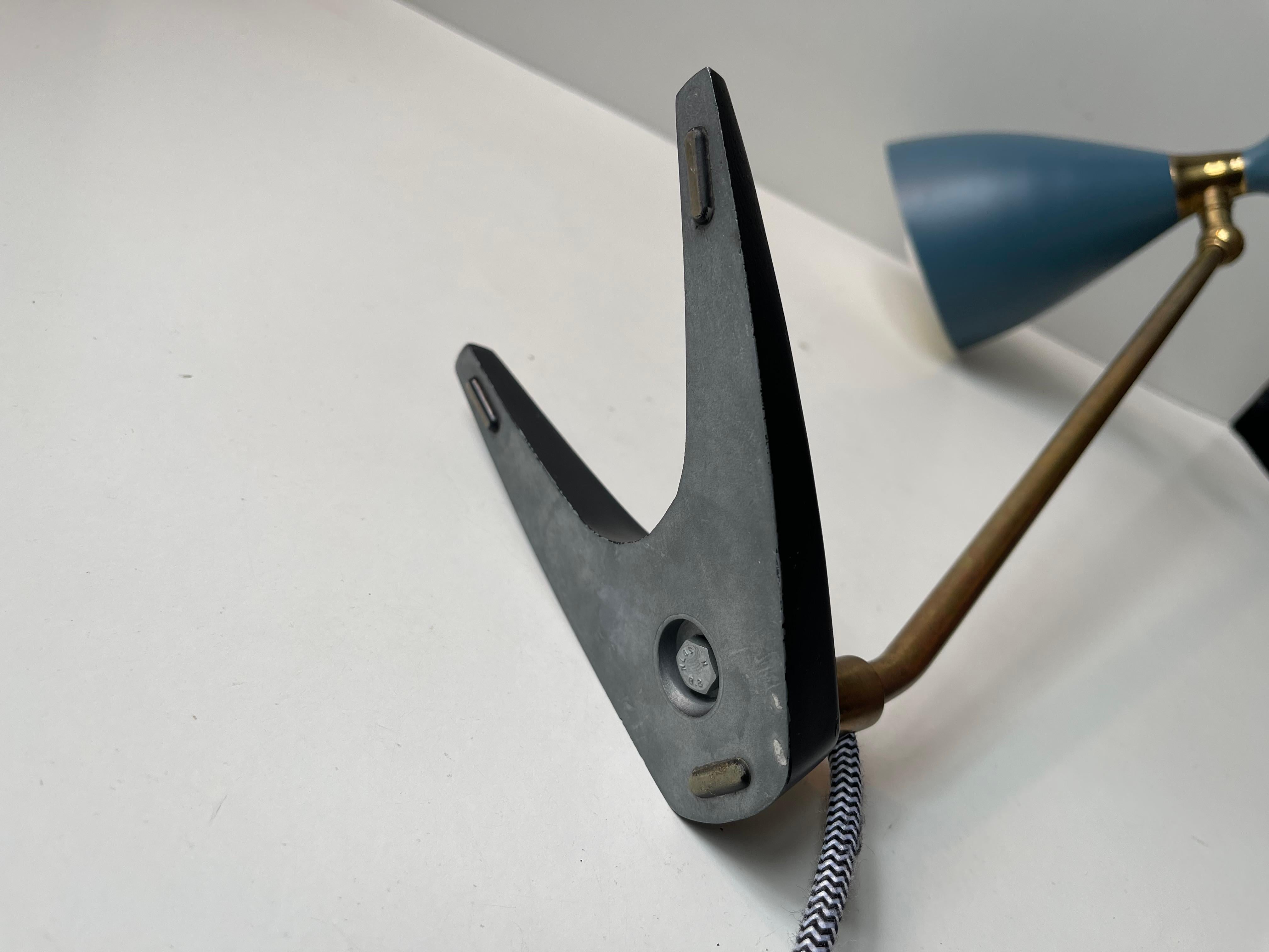Petrolblaue Diablo-Tischlampe von Solbergs Fabrikker aus der Jahrhundertmitte, 1950er Jahre im Angebot 5