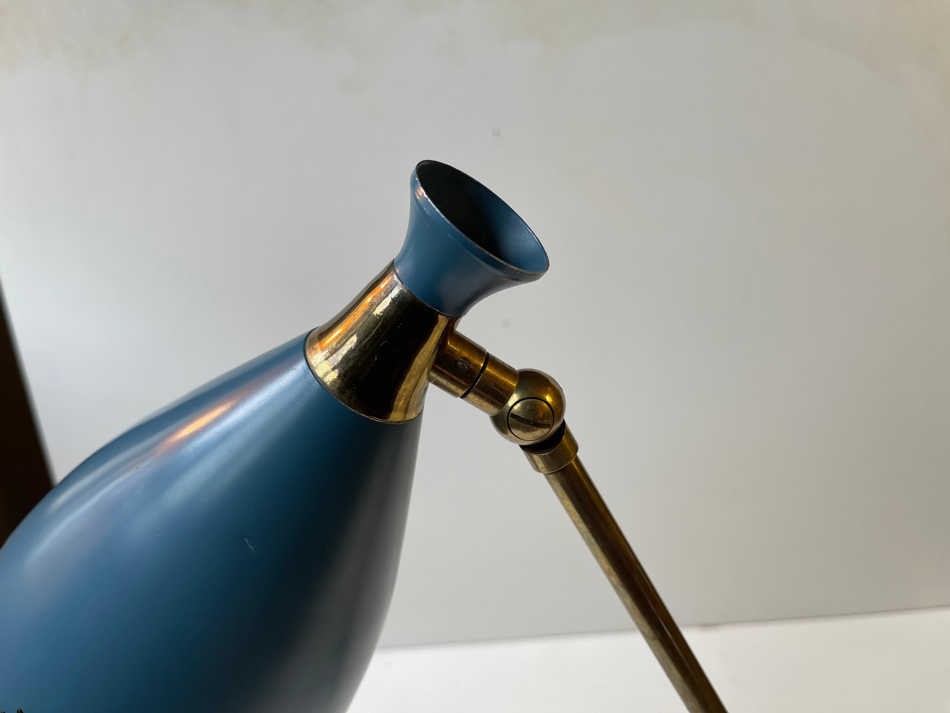 Petrolblaue Diablo-Tischlampe von Solbergs Fabrikker aus der Jahrhundertmitte, 1950er Jahre im Angebot 1