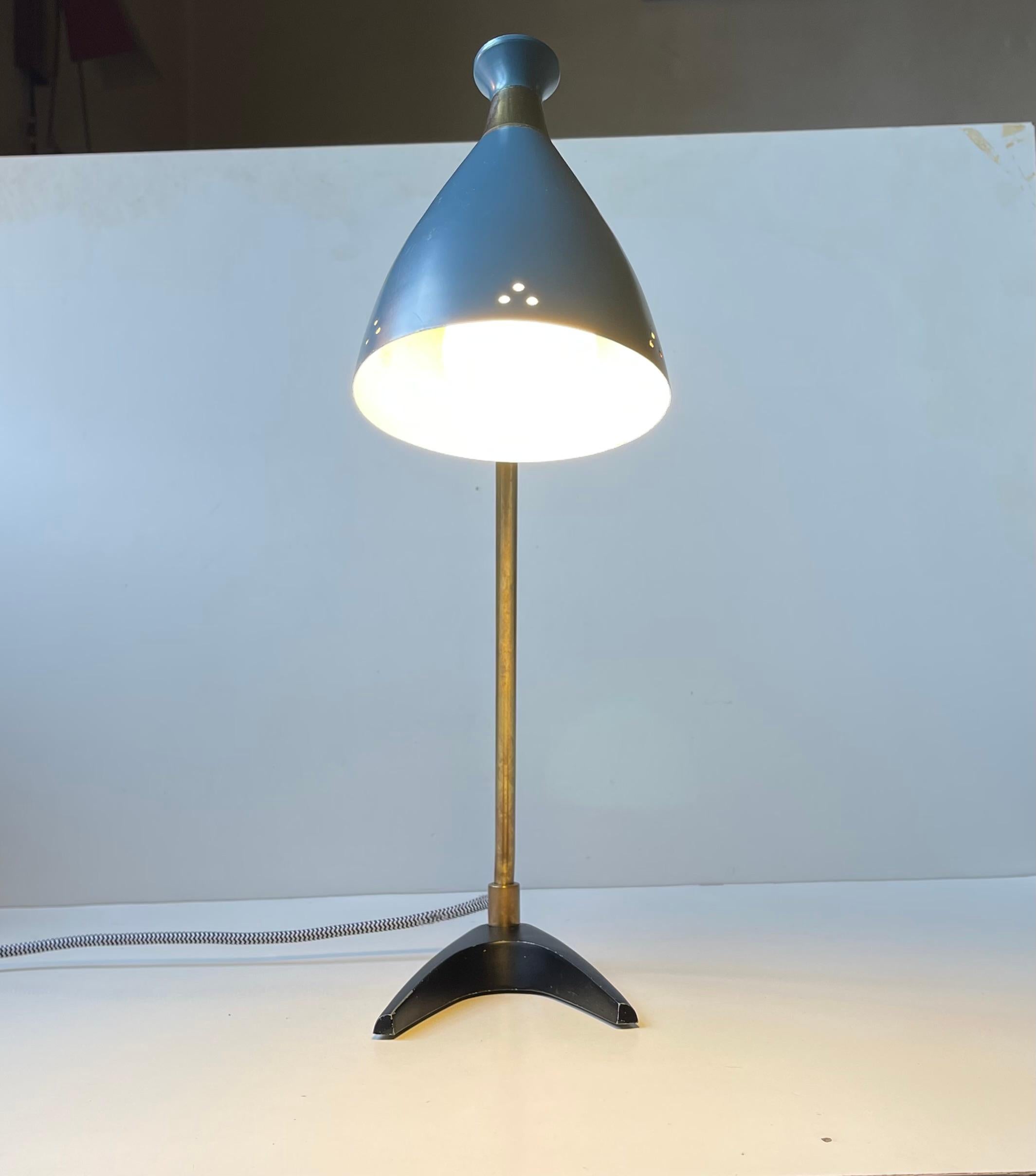 Petrolblaue Diablo-Tischlampe von Solbergs Fabrikker aus der Jahrhundertmitte, 1950er Jahre im Angebot 2