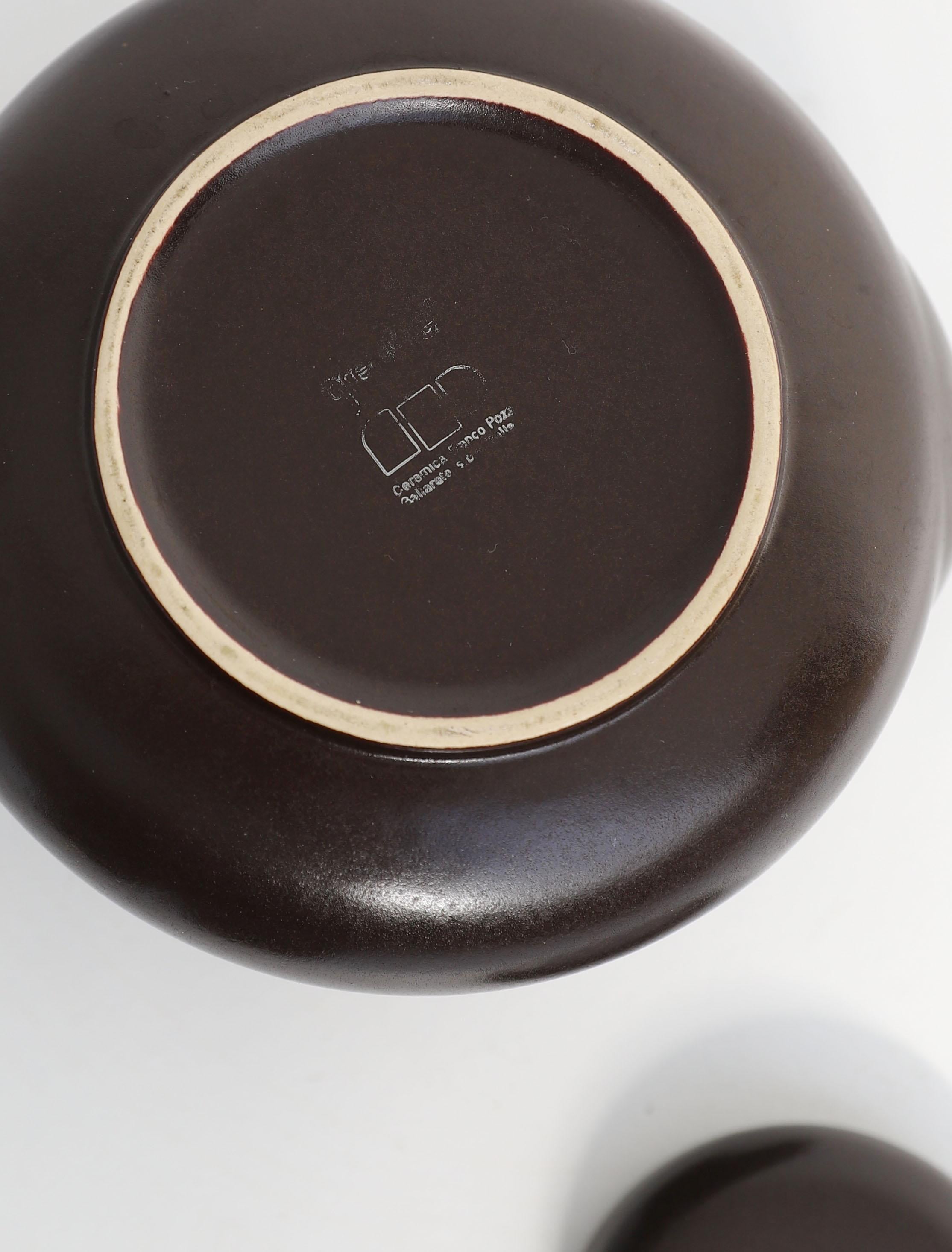 Franco Pozzi started his own ceramic factory in 1942 with headquarters in Bolladello di Tradate, in the province of Varese, Italy. Over the years he collaborated with designers and manufacturers such as  Giò Ponti, Ettore Sottsass, Enrico Baj,