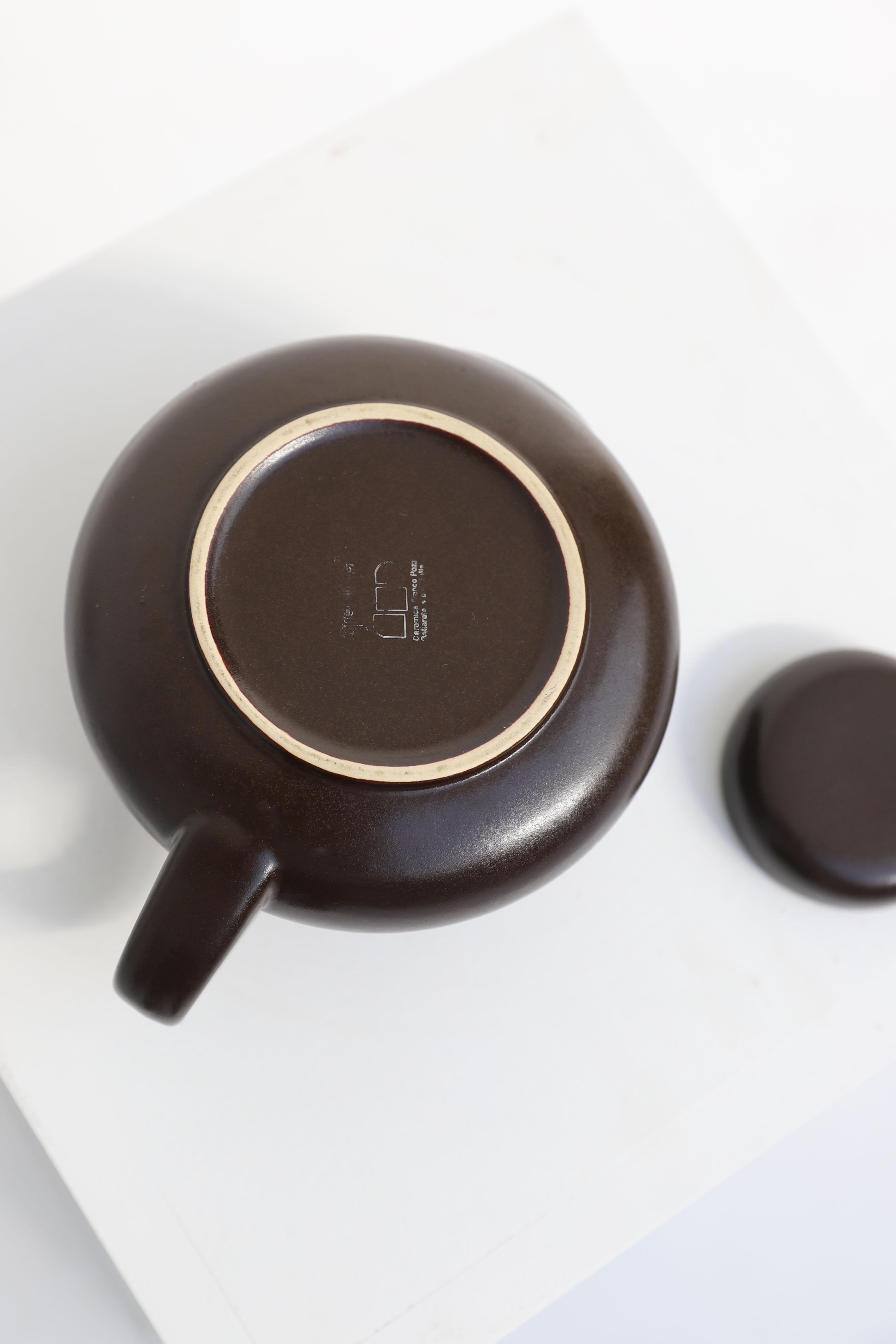 Italian midcentury teapot by Franco Pozzi for Gresline 1970 For Sale