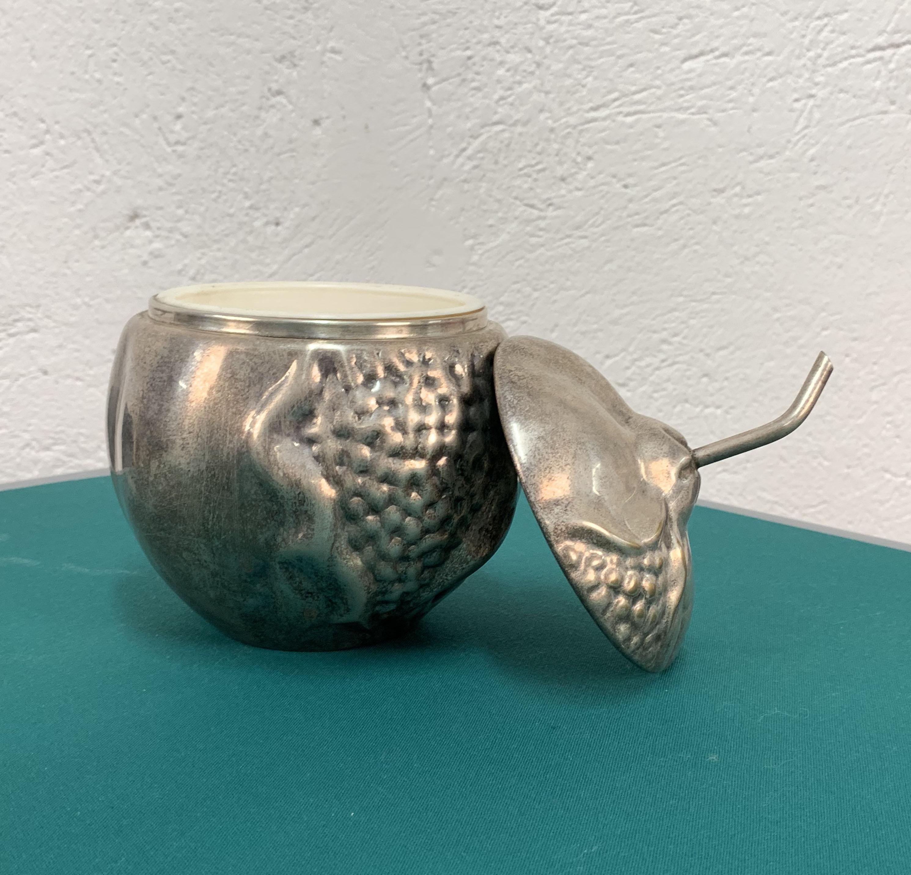 Midcentury Teghini Firenze Silver Plate Pomegranate Italian Ice Bucket, 1960s In Good Condition For Sale In Roma, IT