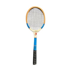 Midcentury Tennis Racket by Slazenger Red White Blue