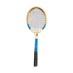 Raquette de tennis du milieu du siècle par Slazenger Rouge Blanc Bleu