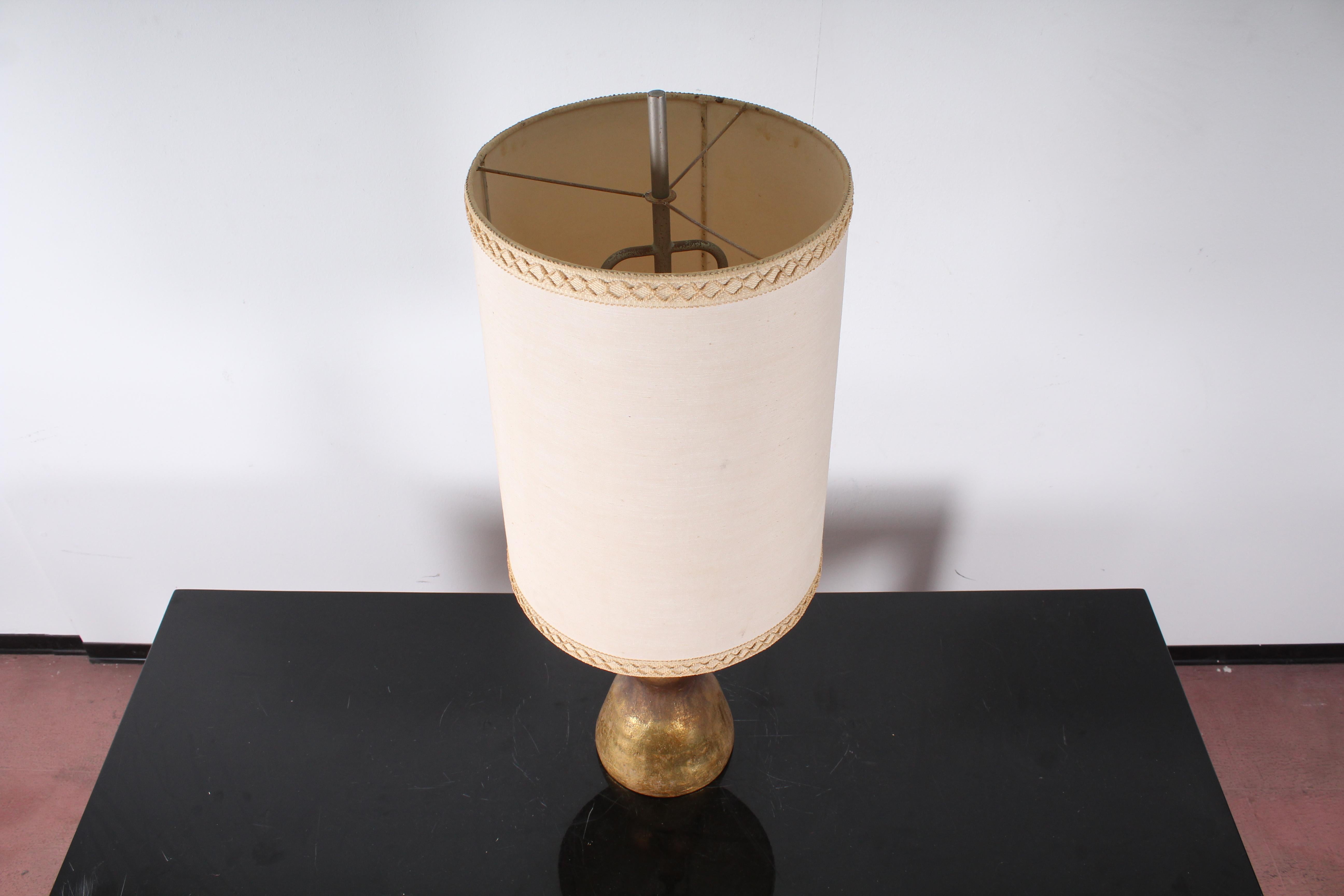 Italian Midcentury    Bitossi Terracotta Gold-Plated Table Lamp , Italy, 1960s