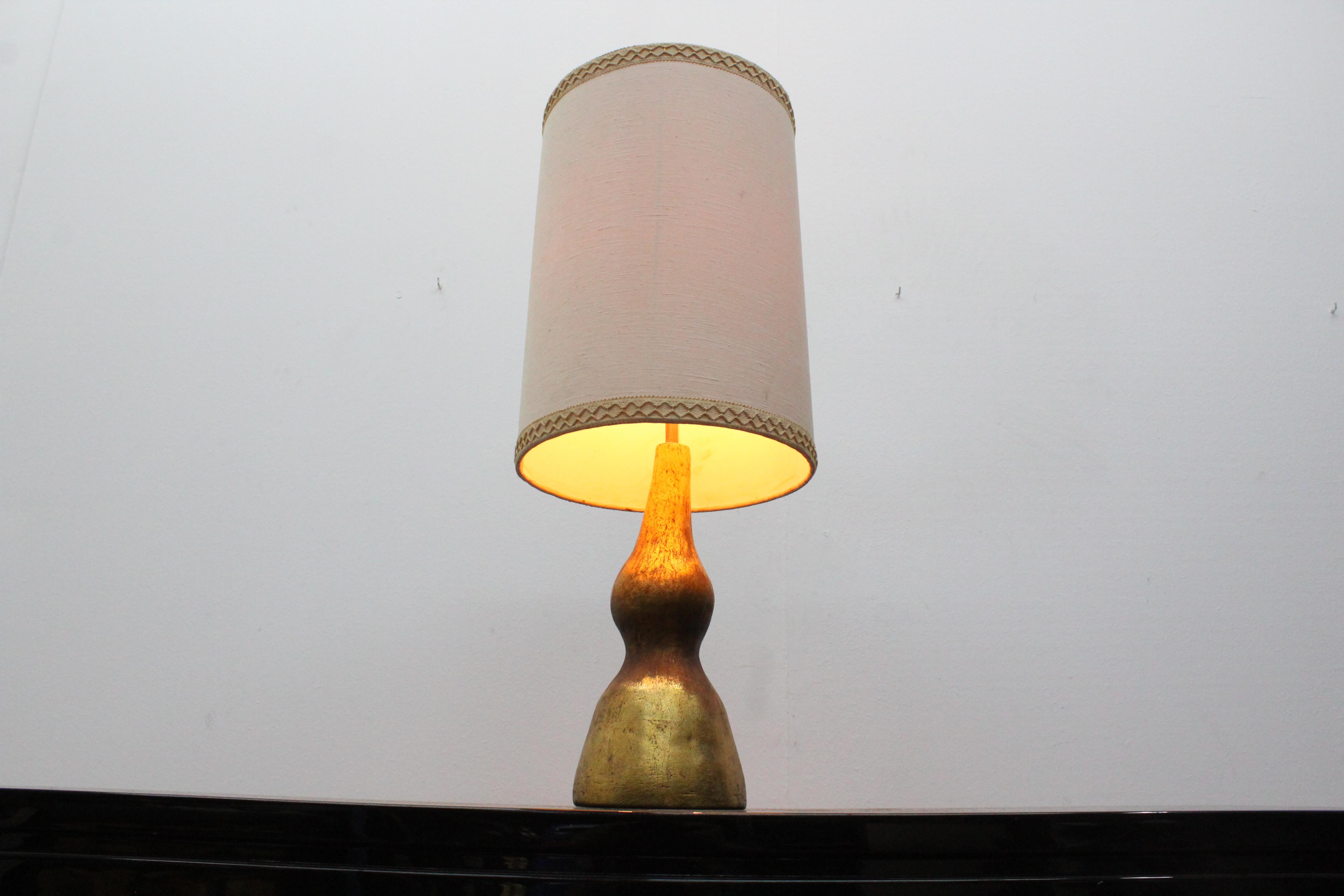 Midcentury    Bitossi Terracotta Gold-Plated Table Lamp , Italy, 1960s In Good Condition In Palermo, IT