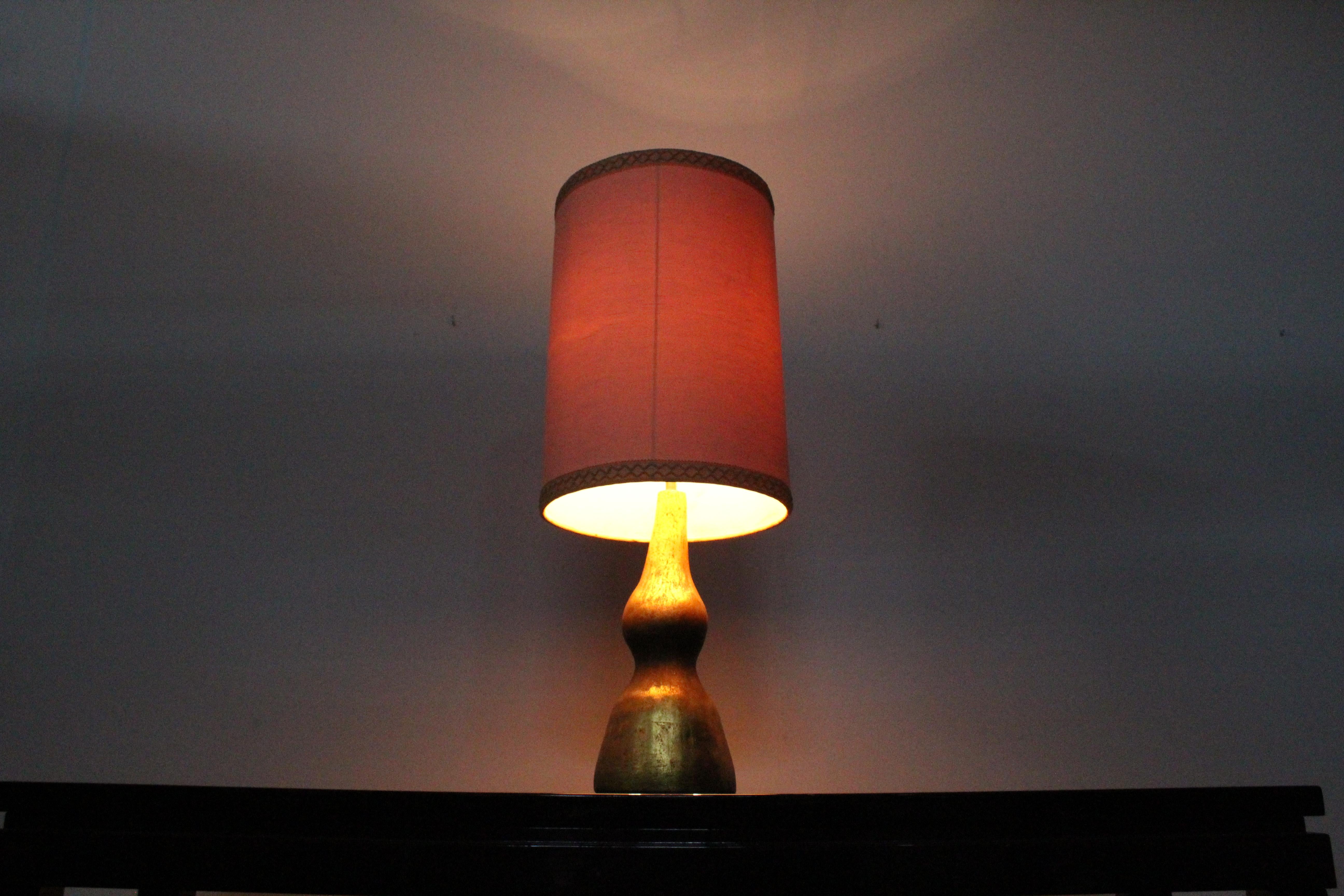 Midcentury    Bitossi Terracotta Gold-Plated Table Lamp , Italy, 1960s 1