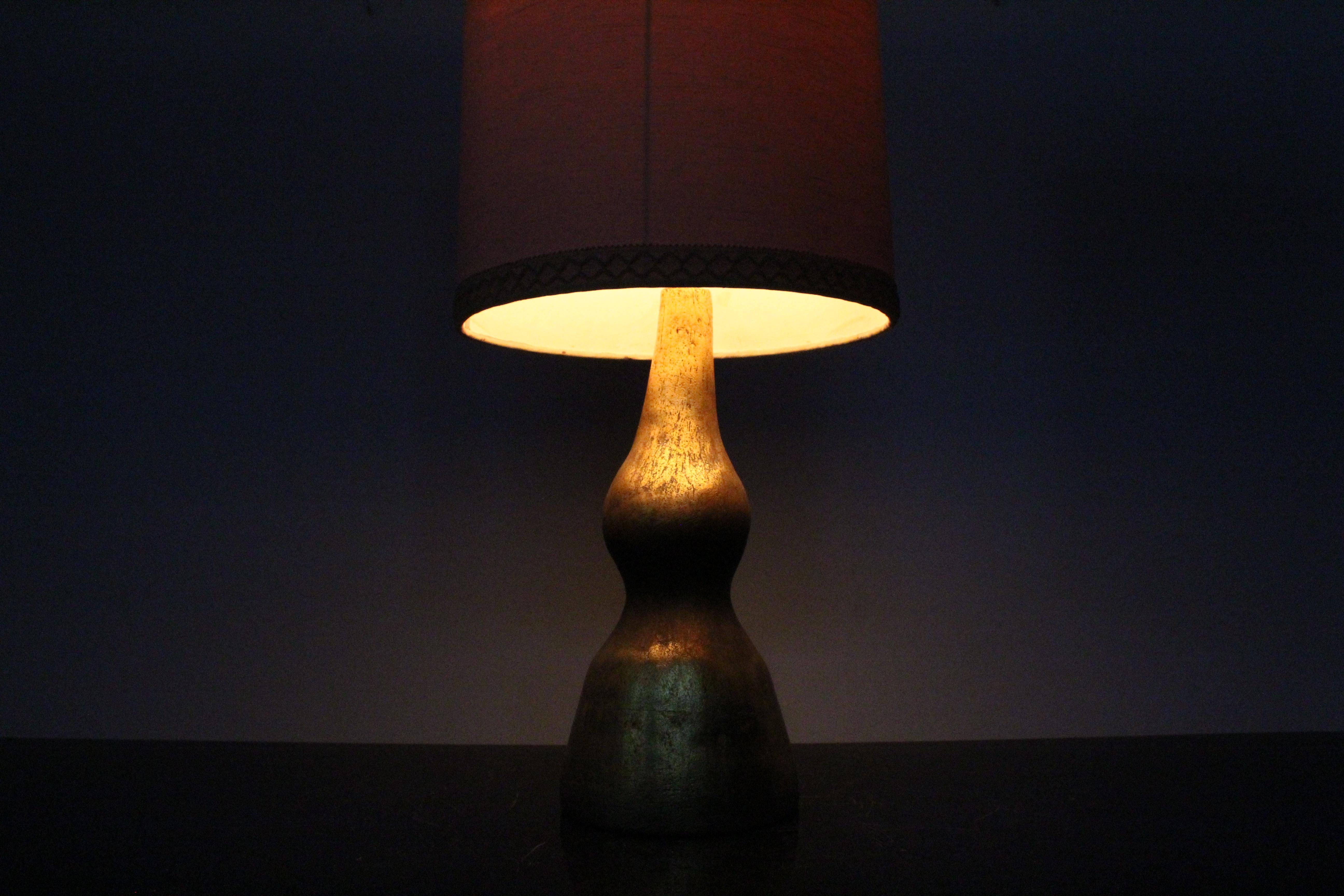 Midcentury    Bitossi Terracotta Gold-Plated Table Lamp , Italy, 1960s 2