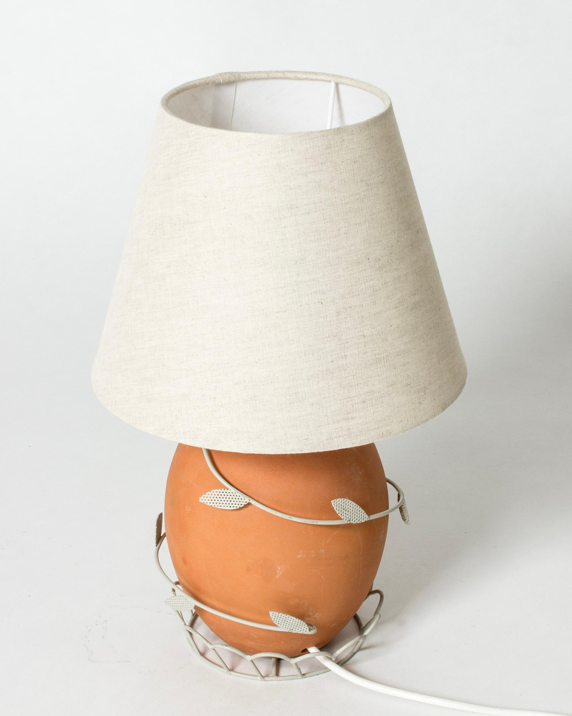 Scandinave moderne Lampe de table en terre cuite du milieu du siècle dernier, Corona Belysningskultur, Suède, années 1940 en vente