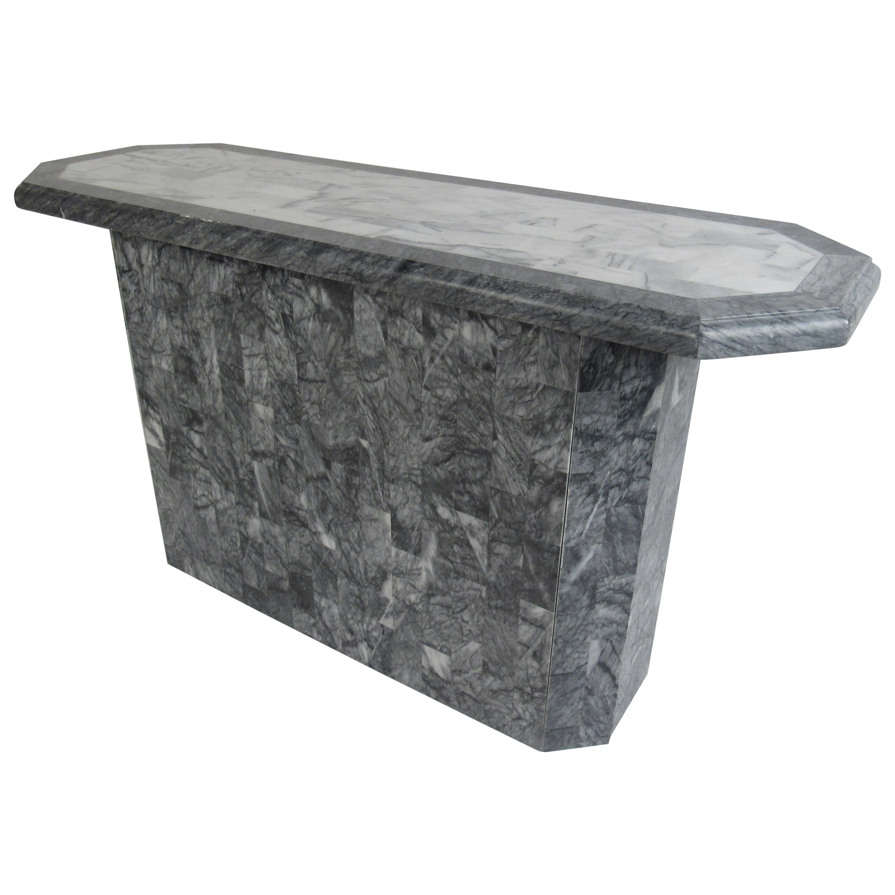 Midcentury Tessellated Stone Console Table For Sale