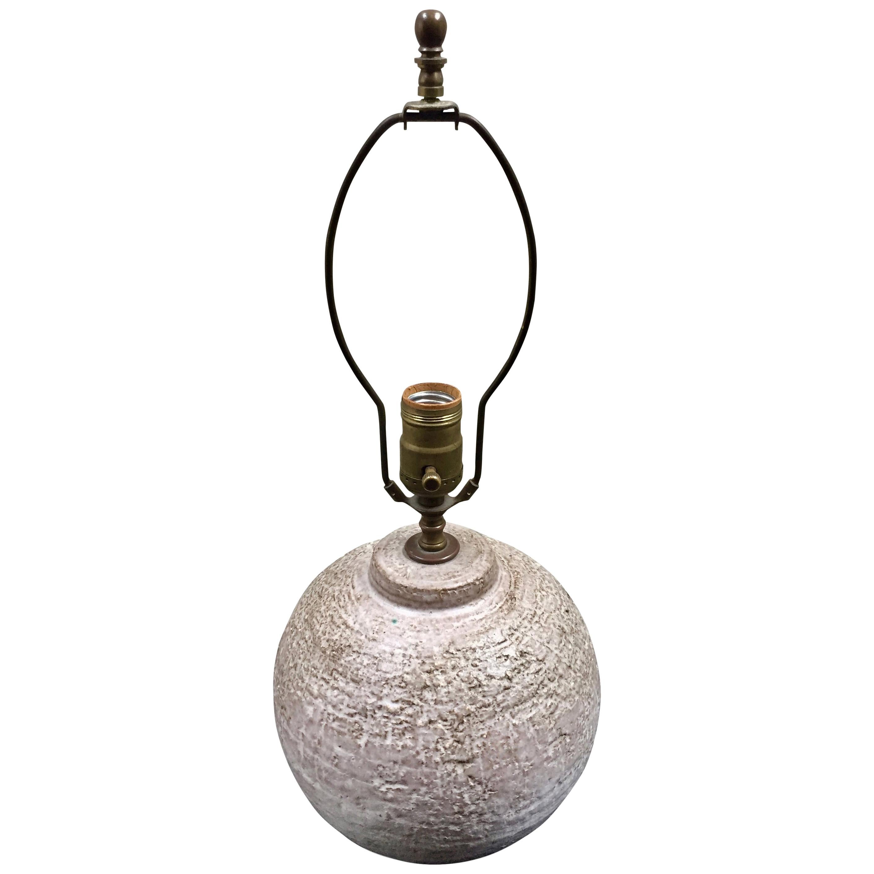 Midcentury Textured Orb Shaped Ceramic Lamp in the Style of Design Technics
