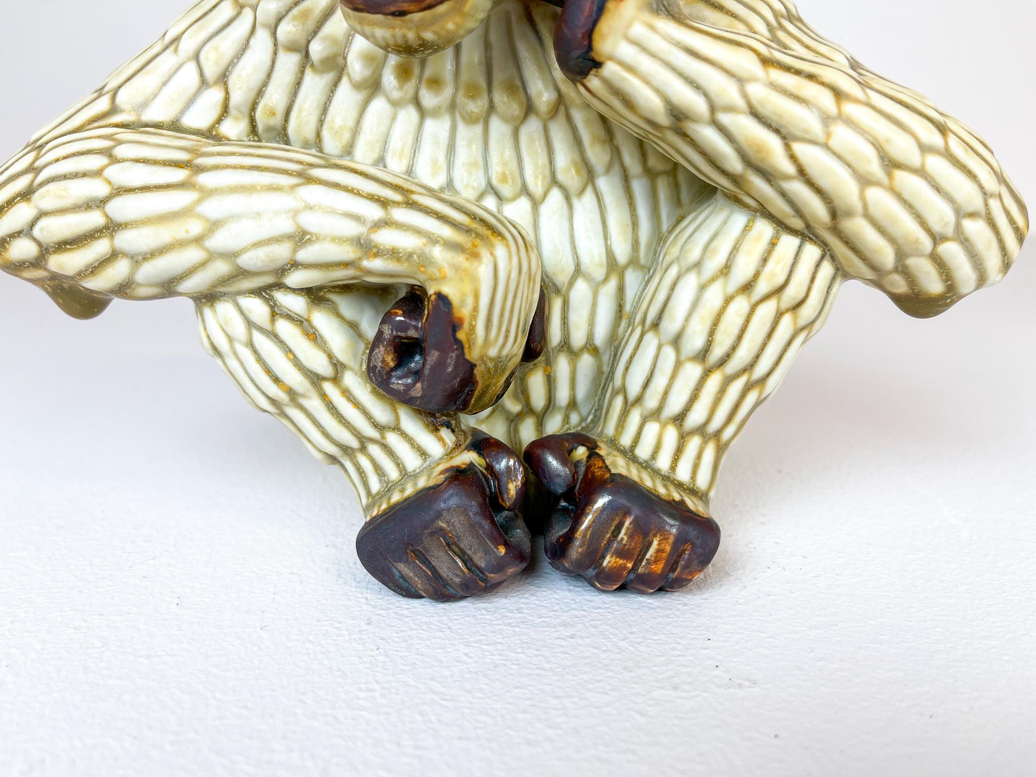 Ceramic Midcentury Modern Ape Sculpture Rörstrand Gunnar Nylund, Sweden, 1950s For Sale