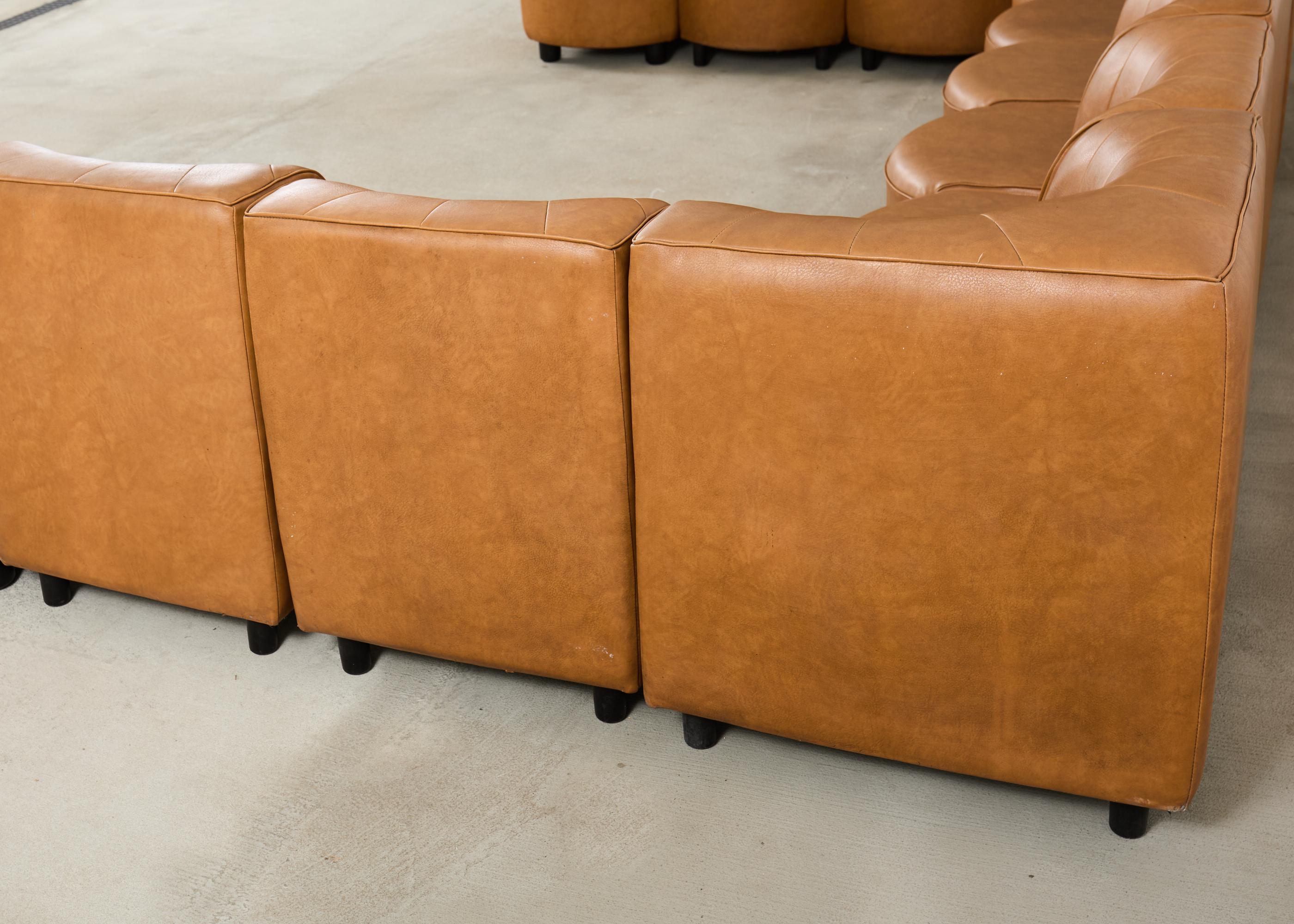 Midcentury 13 Piece Modular Sectional Sofa After Tito Agnoli For Sale 6