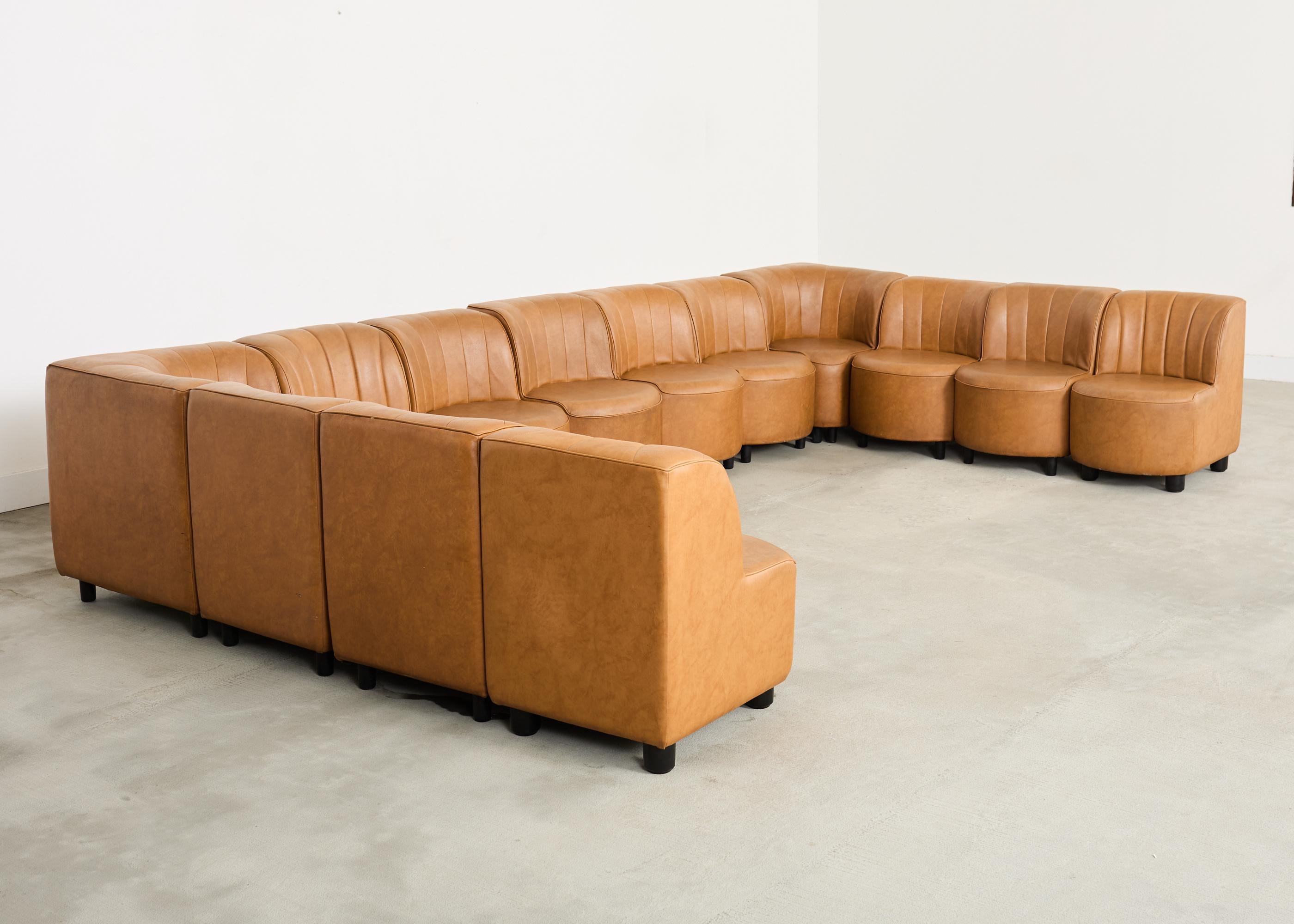 Mid-Century Modern Midcentury 13 Piece Modular Sectional Sofa After Tito Agnoli For Sale