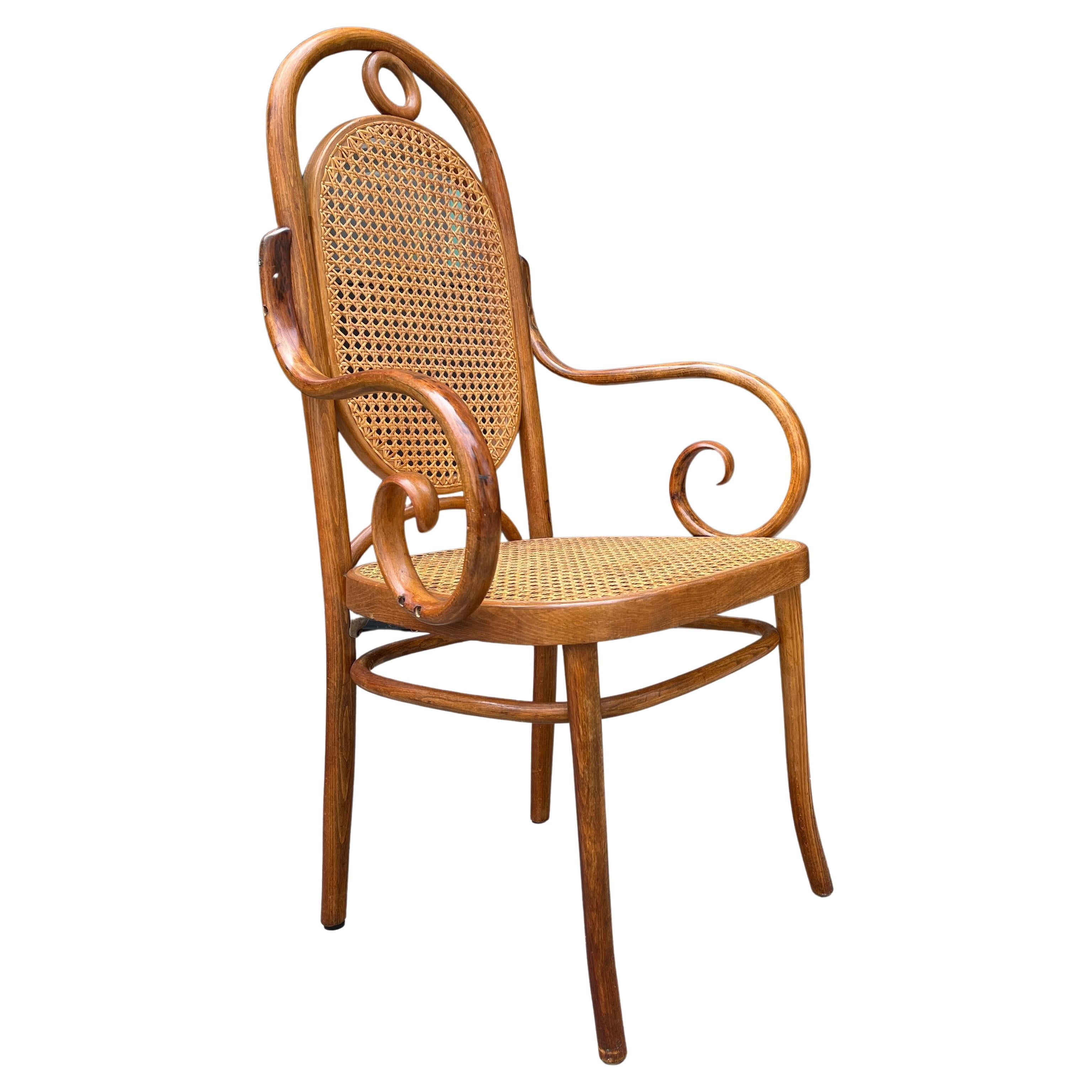 Cane Midcentury Thonet N. 17 high back bentwood Dining Chairs Set of 6 For Sale