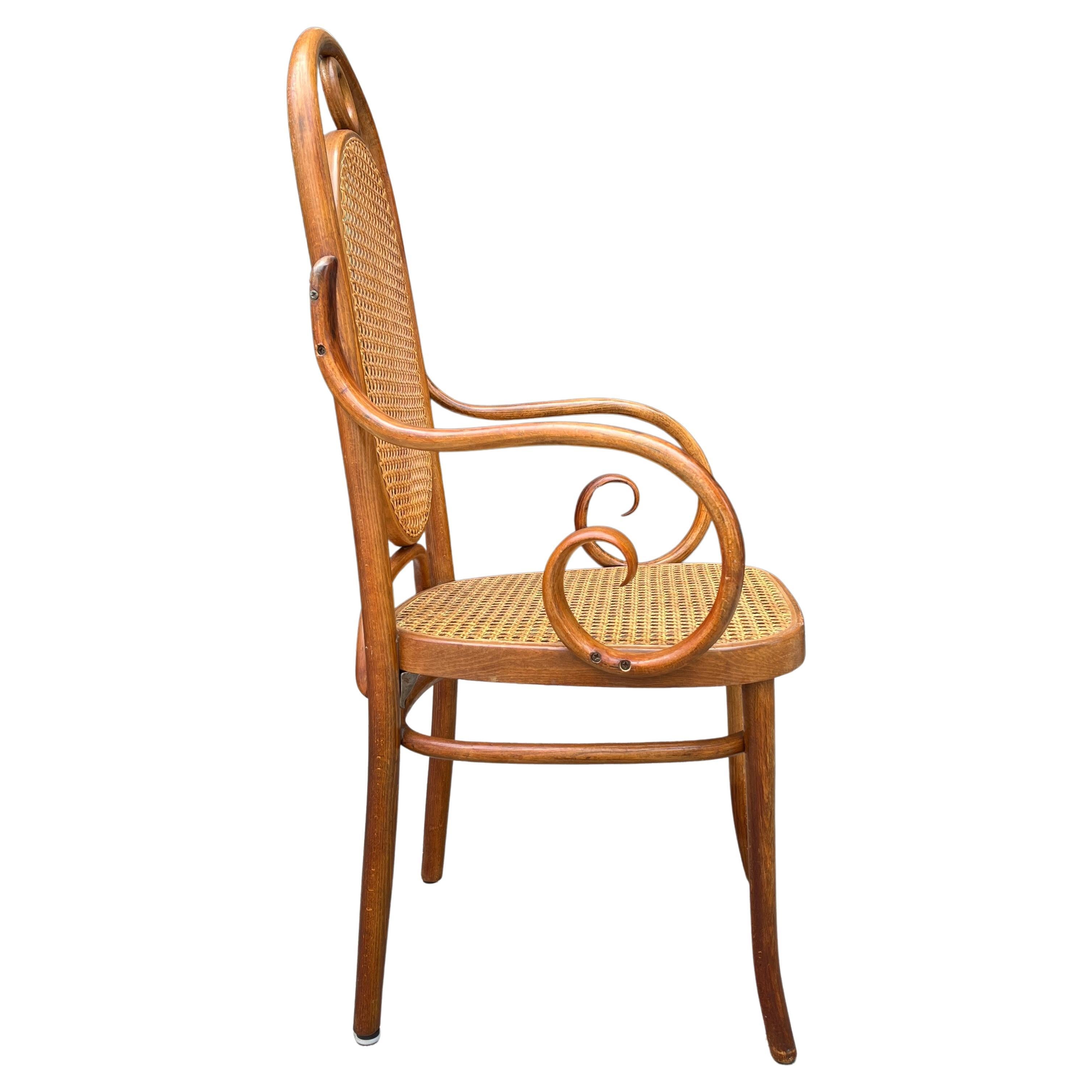 Cane Midcentury Thonet N. 17 high back bentwood Dining Chairs Set of 6 For Sale