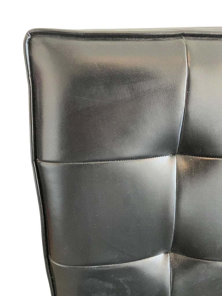 Midcentury Thonet Sofa Three-Seat Solid Walnut Base Black Vinyl Upholstery 1