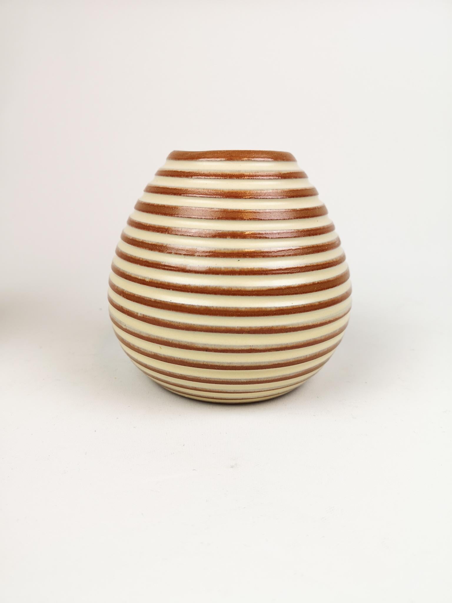 Midcentury Three Art Deco Ceramic Vases Upsala-Ekeby 