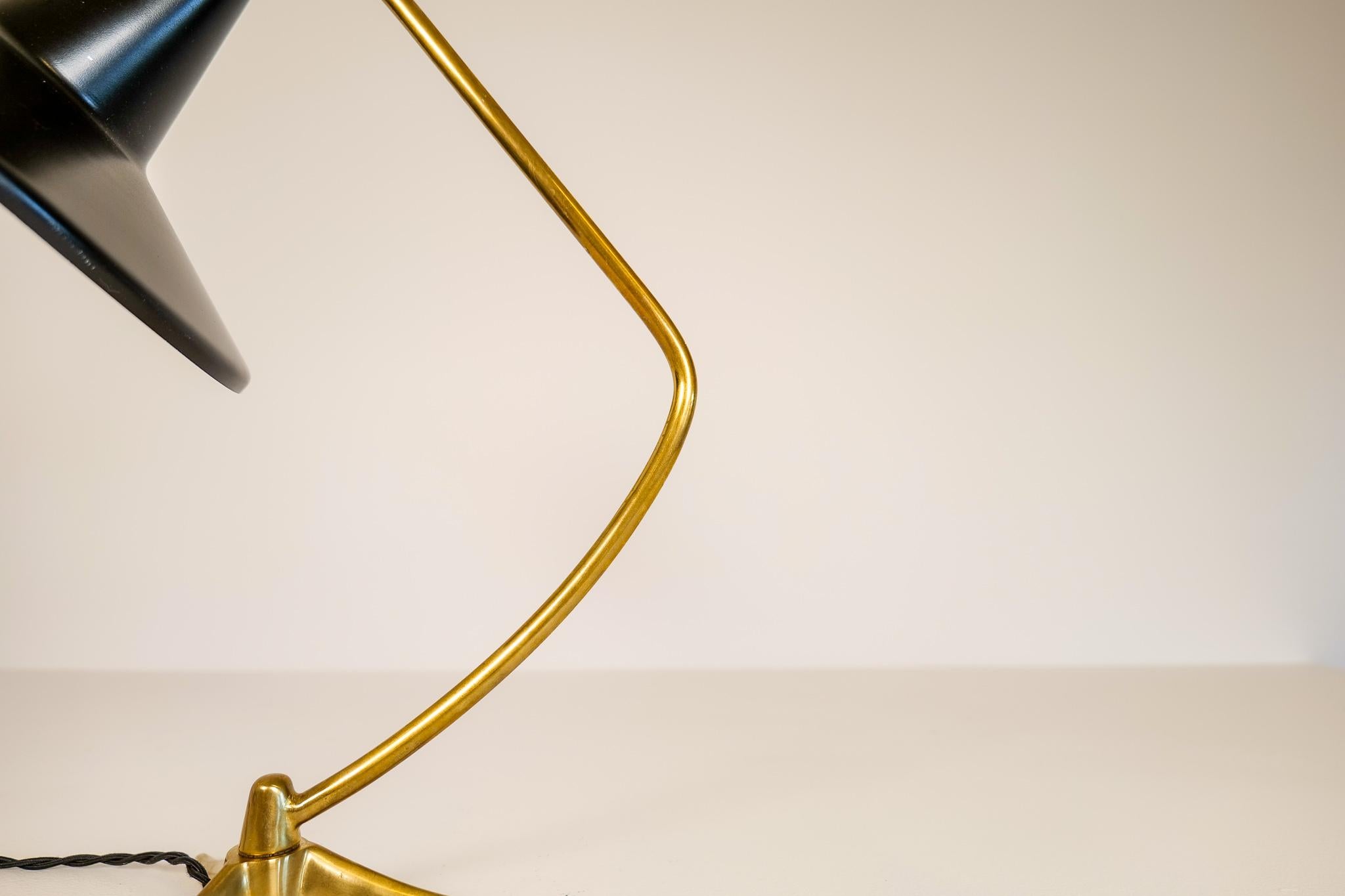 Midcentury Three Legged Brass Table Lamp, Sweden, 1950 4