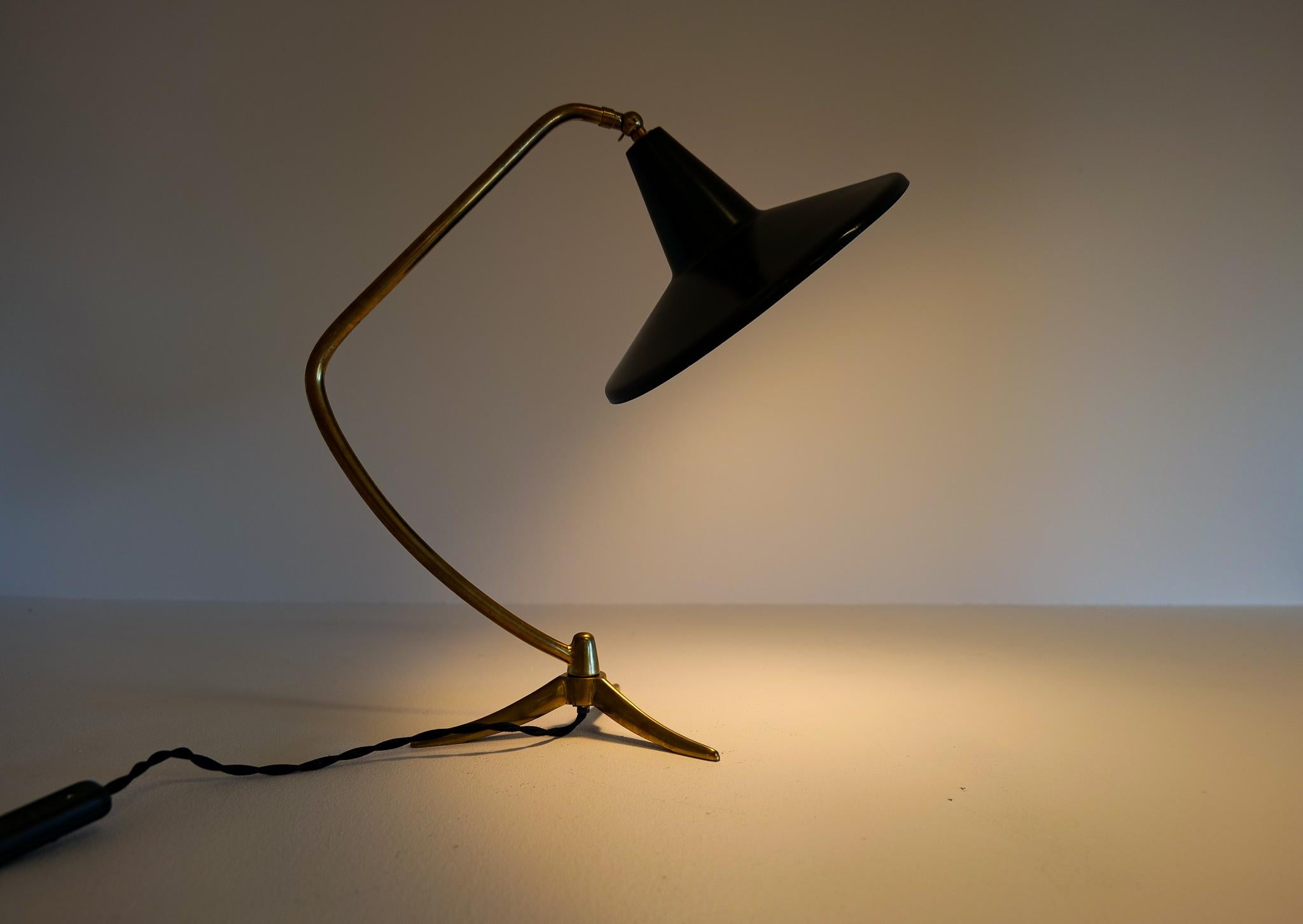 Midcentury Three Legged Brass Table Lamp, Sweden, 1950 7