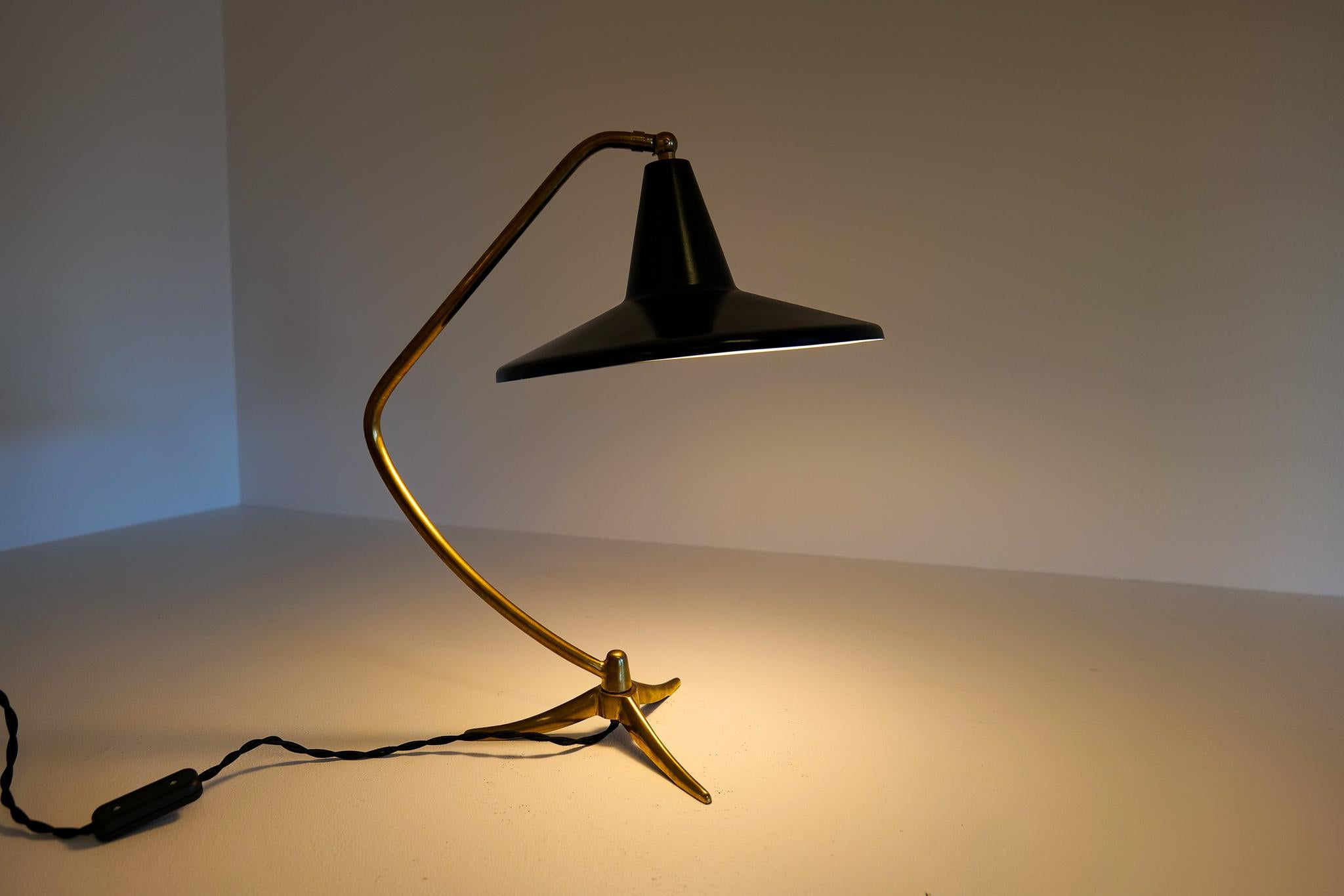 Midcentury Three Legged Brass Table Lamp, Sweden, 1950 8