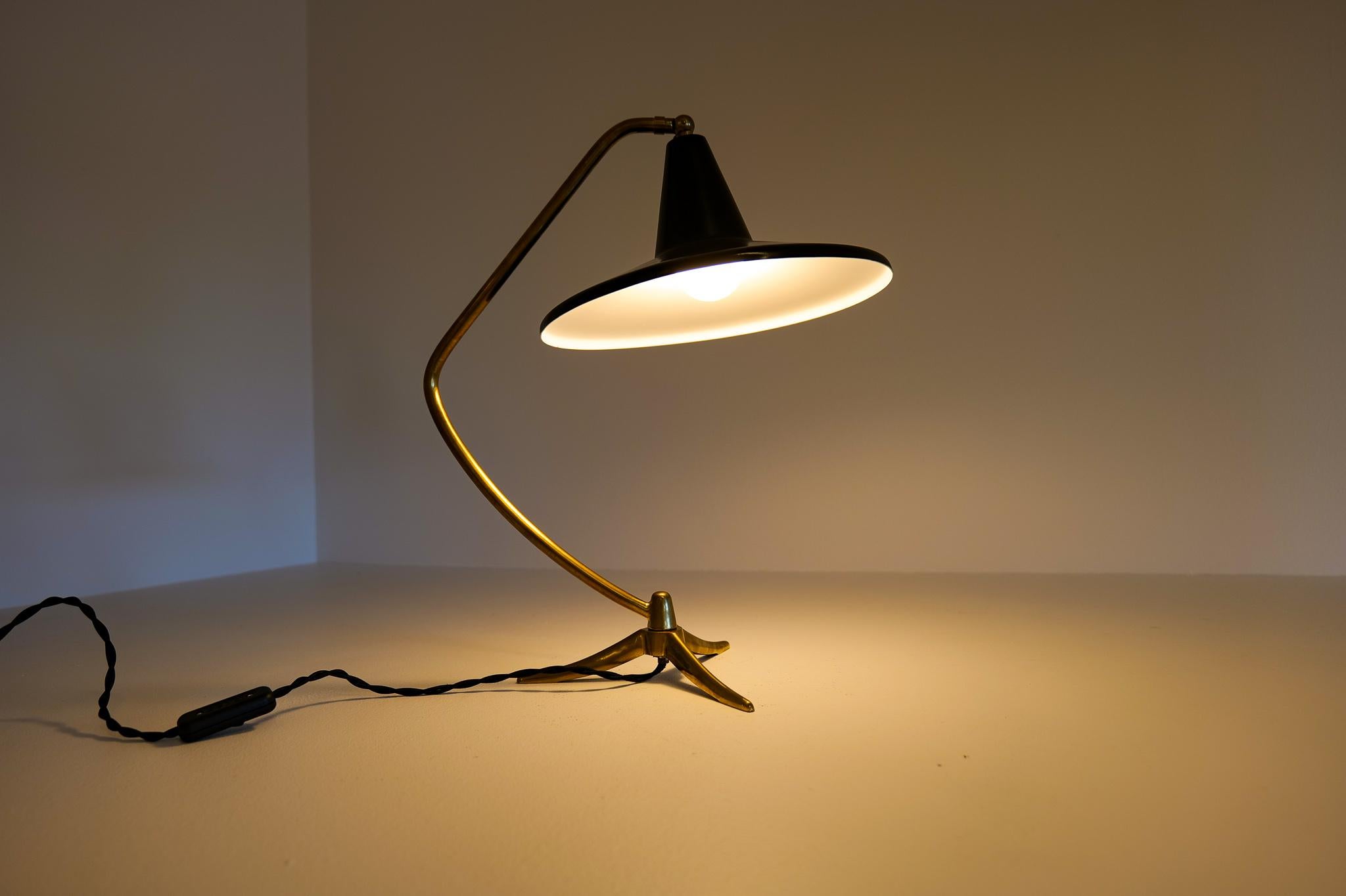 Midcentury Three Legged Brass Table Lamp, Sweden, 1950 9