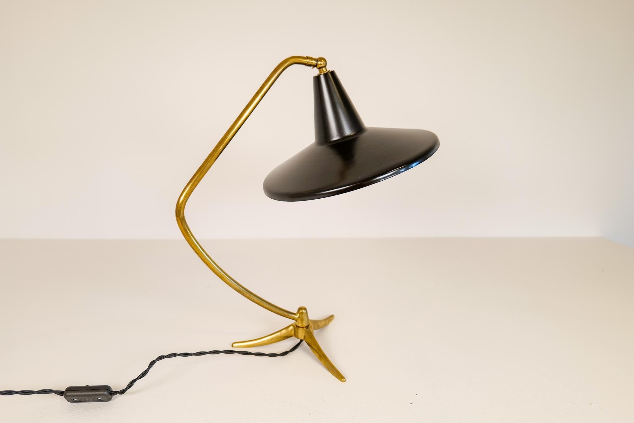 Mid-Century Modern Midcentury Three Legged Brass Table Lamp, Sweden, 1950
