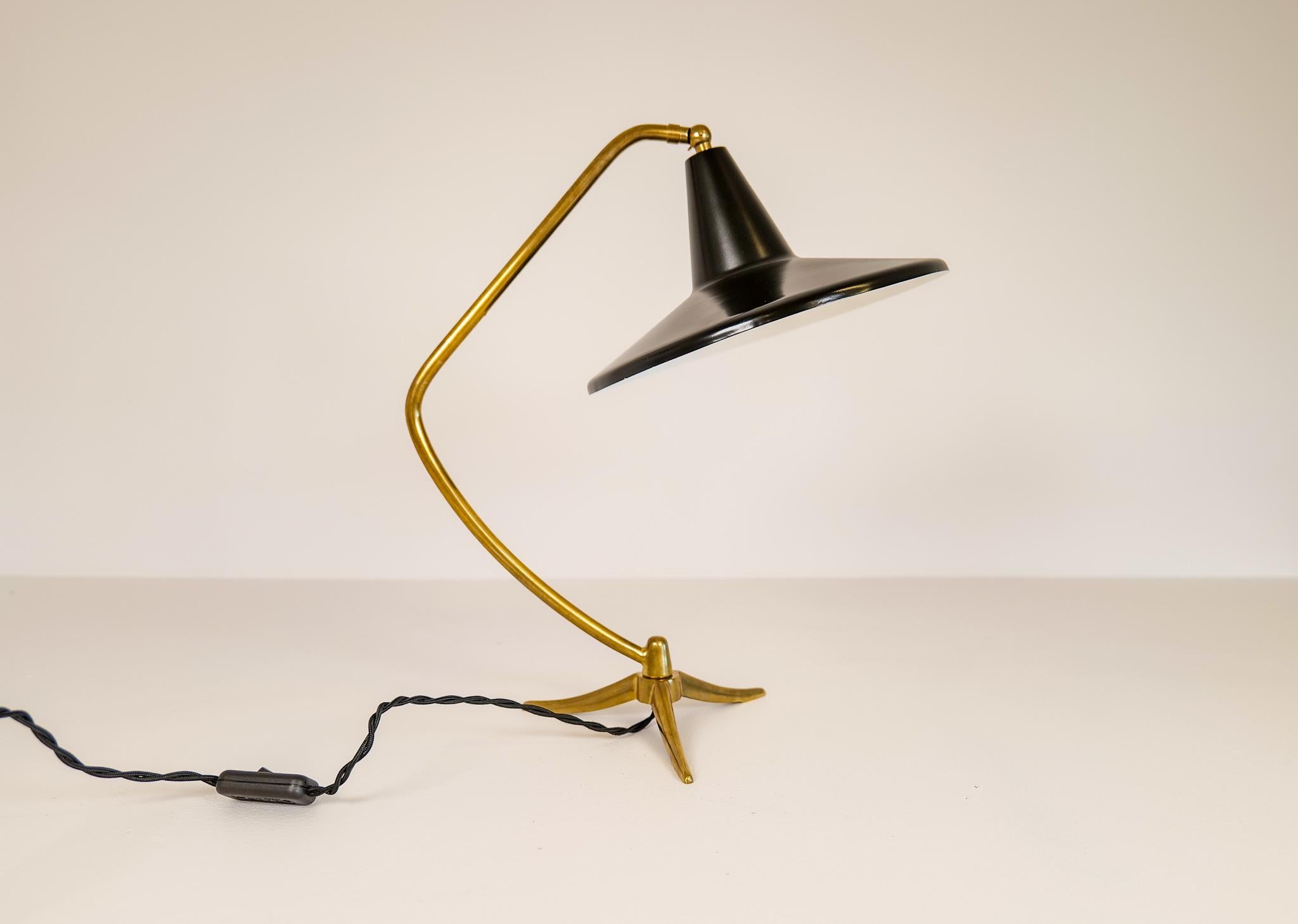 Swedish Midcentury Three Legged Brass Table Lamp, Sweden, 1950