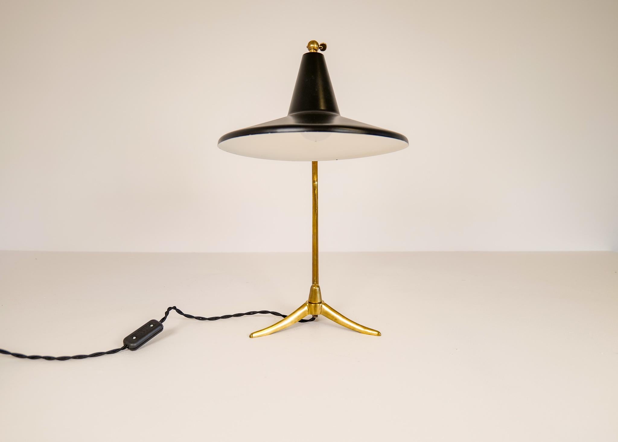 Mid-20th Century Midcentury Three Legged Brass Table Lamp, Sweden, 1950