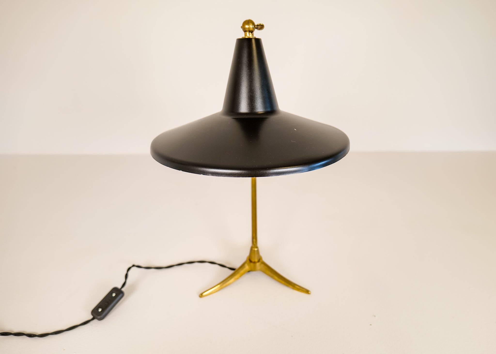 Midcentury Three Legged Brass Table Lamp, Sweden, 1950 1