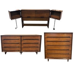 Midcentury Three-Piece Milo Baughman Drexel Perspective Bedroom Set