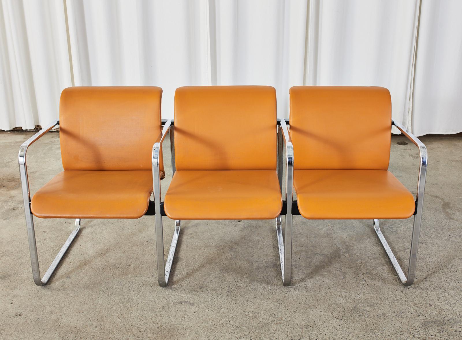 Mid-Century Modern Midcentury Three Seat Tandem Chairs Peter Protzman Herman Miller For Sale