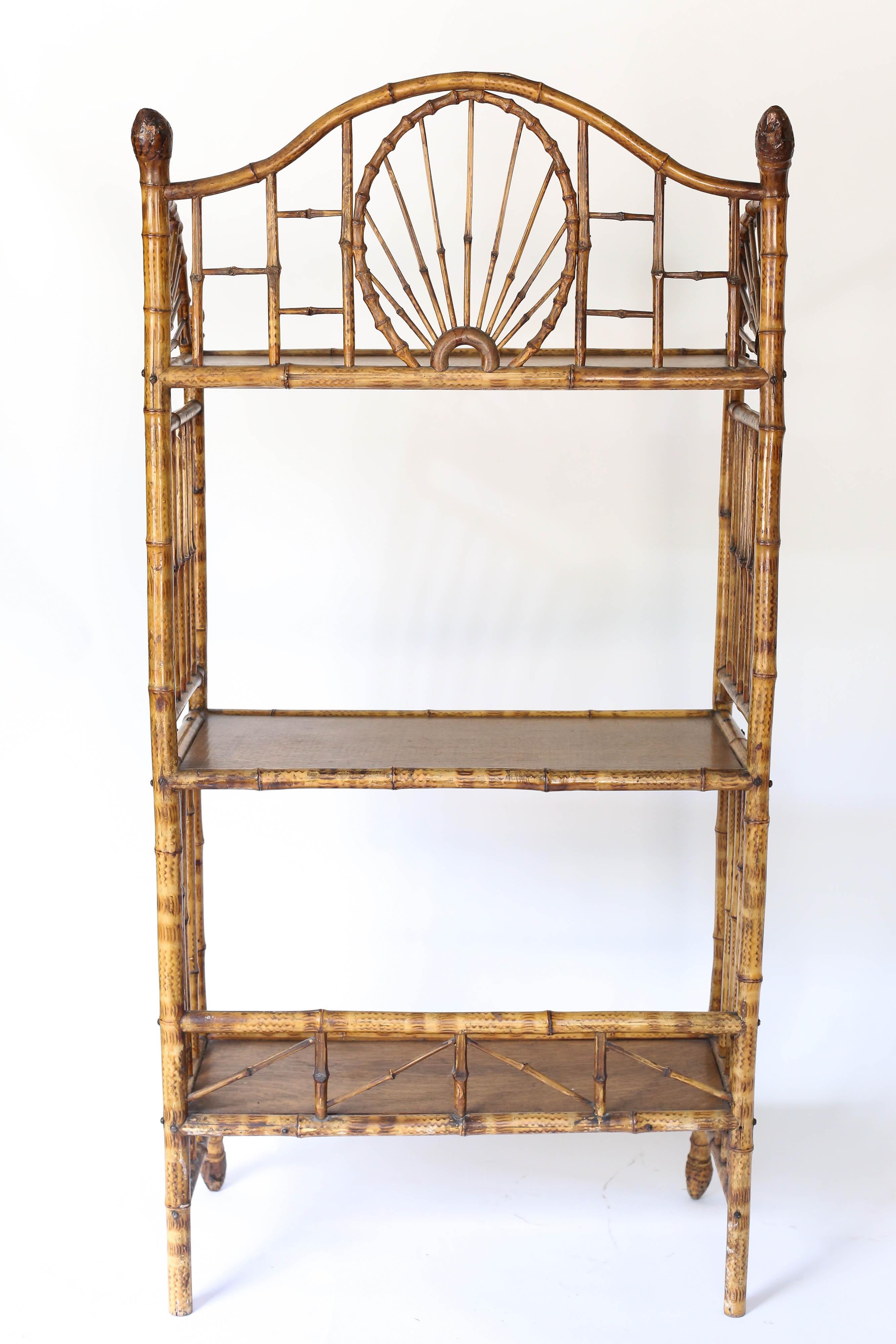 Midcentury Three-Tier Rattan Shelf 5