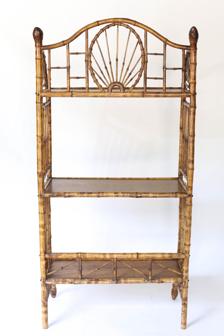 Midcentury ThreeTier Rattan Shelf at 1stDibs